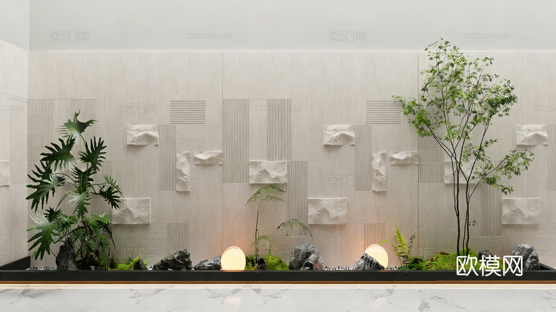 现代住宅景观 室内景观 地下室天井3d模型下载