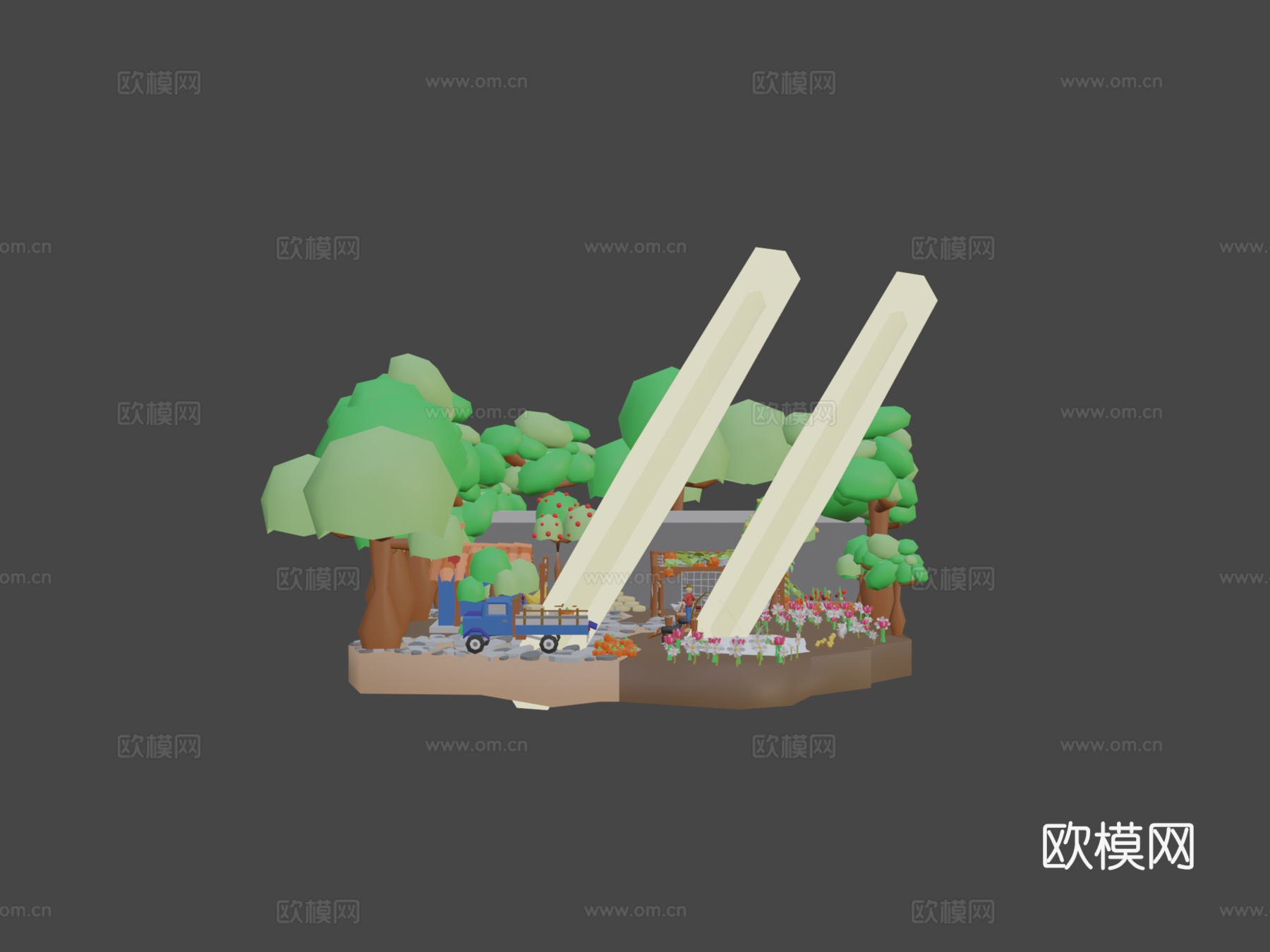 低多边形农场3d模型
