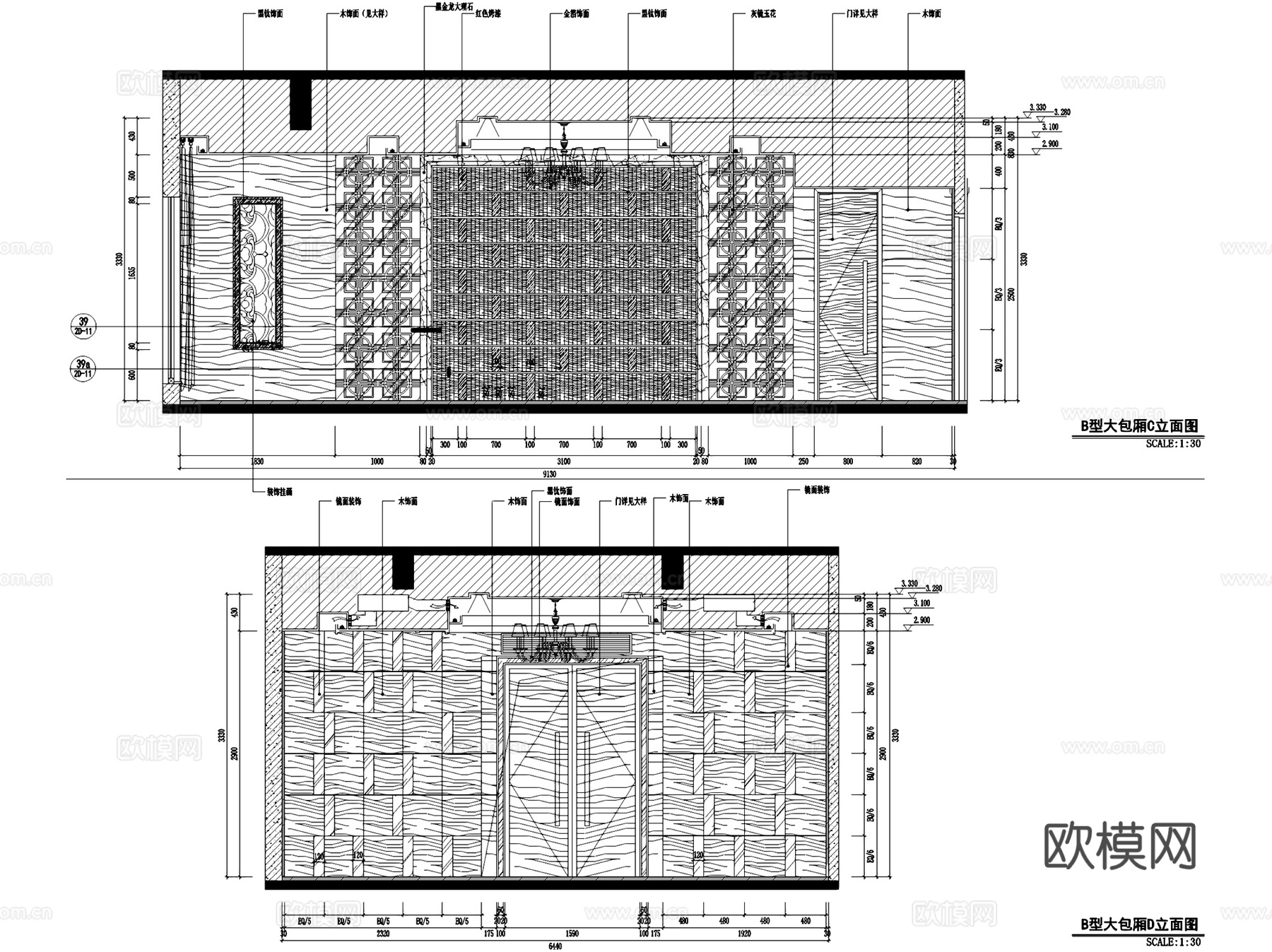 榕泰公馆会所室内工装CAD施工图cad施工图
