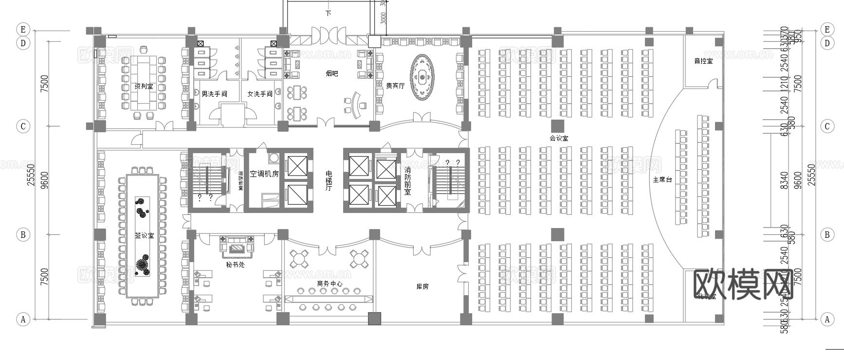 办公室 会议室 最新平面施工图合集cad施工图下载