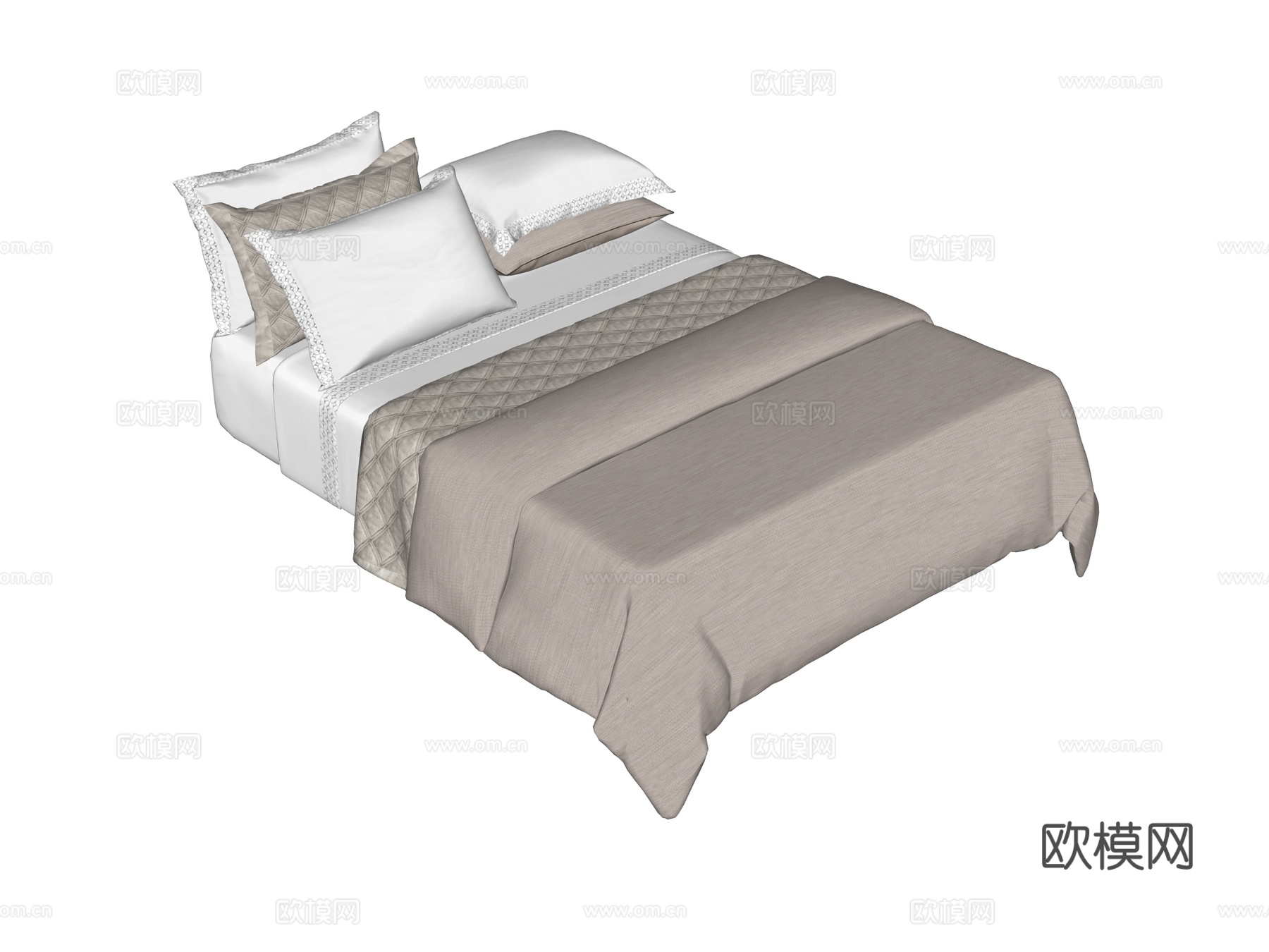 床 双人床 床上四件套su模型