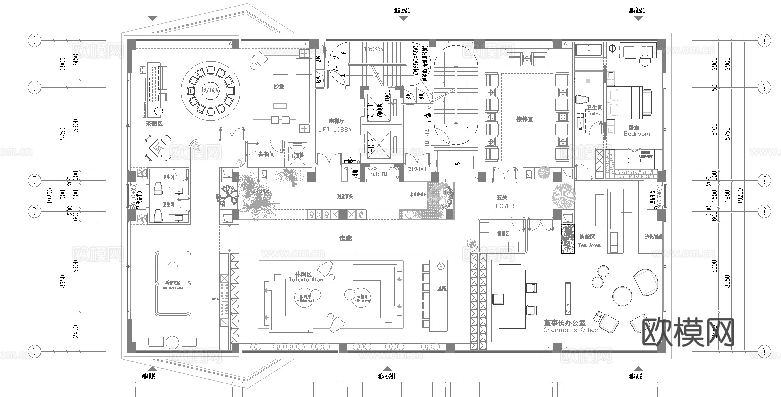 1200平办公会所   最新平面施工图合集cad施工图