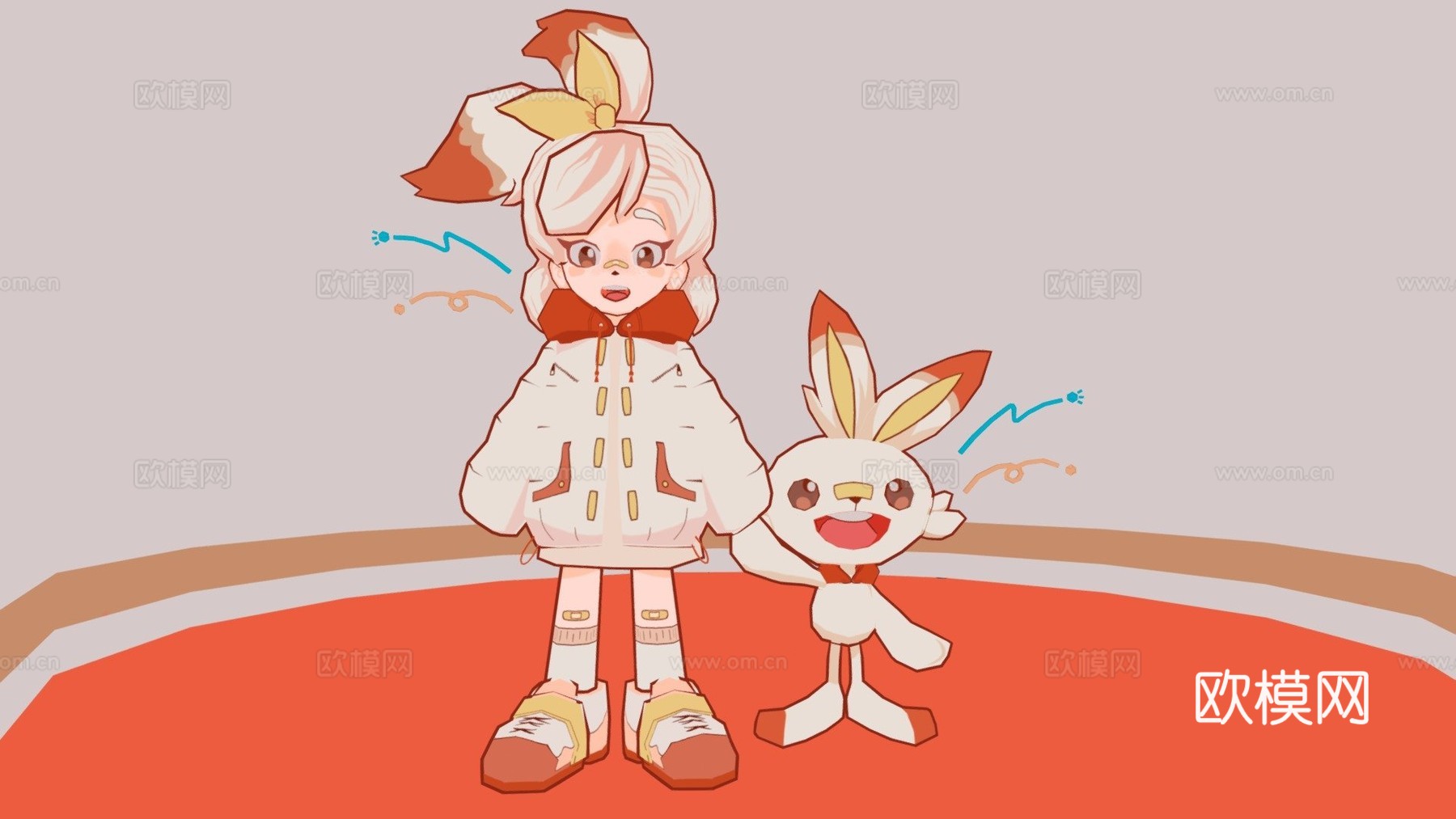 炎兔儿宝可梦剑盾3d模型下载（渲染图1）