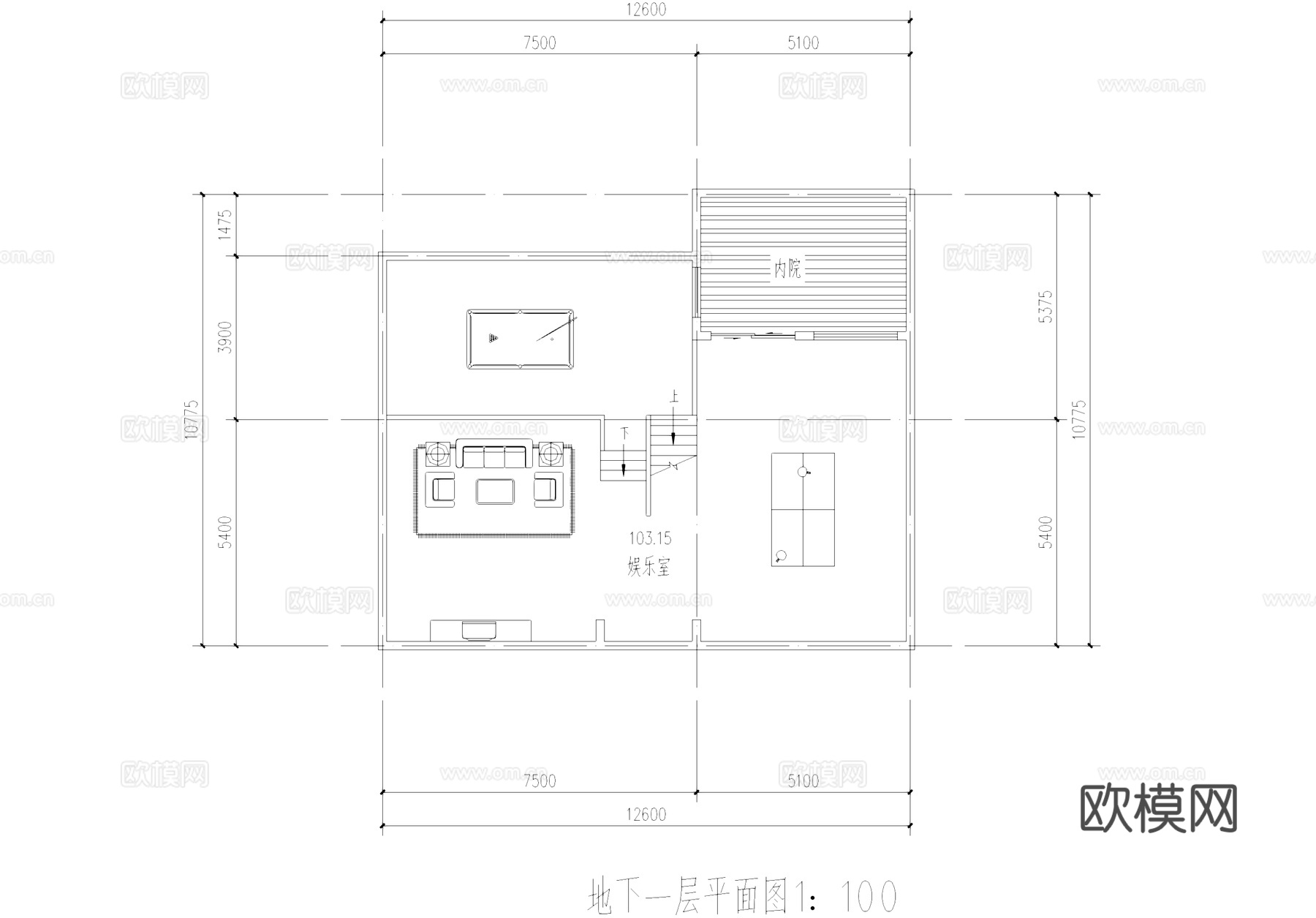 三层别墅带地下室建筑CAD施工图cad施工图