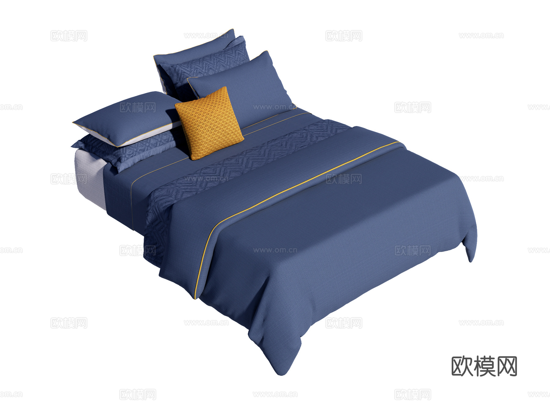 床 双人床 床上四件套su模型