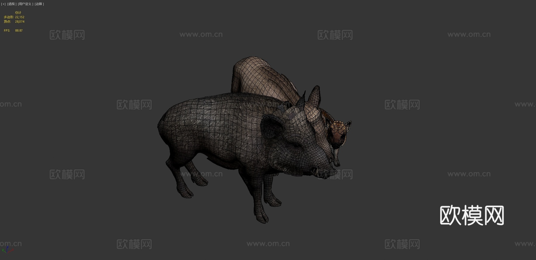 野猪家族3d模型下载（渲染图4）