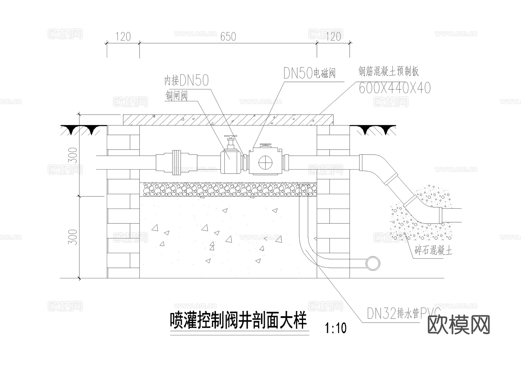 泵坑放空管取水器布水口布水槽地漏溢水口补水口控制阀门井喷灌cad施工图