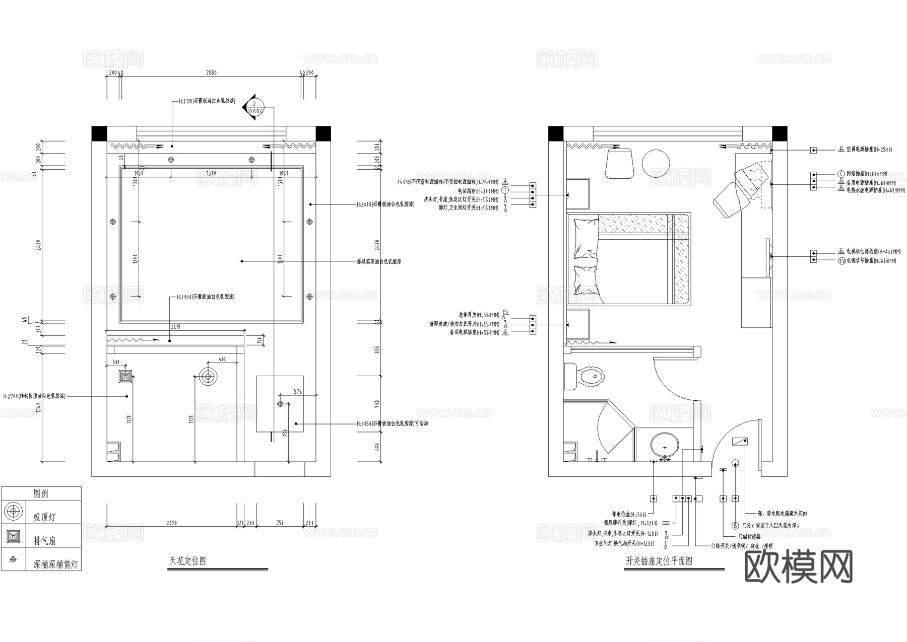 酒店客房 大床房 单人床 标准间单间 CADcad施工图