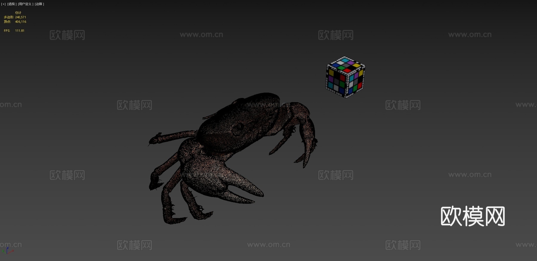 CC0泽蟹日本淡水蟹ffish.asiafloraZia.c3d模型下载（渲染图4）