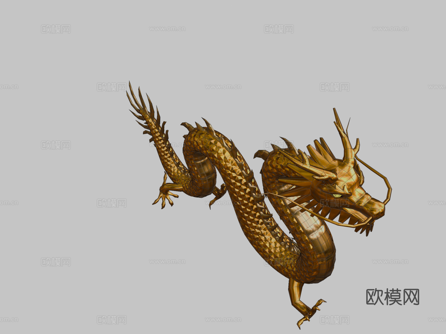 中式黄金龙含PBR工作流程3d模型下载（渲染图2）