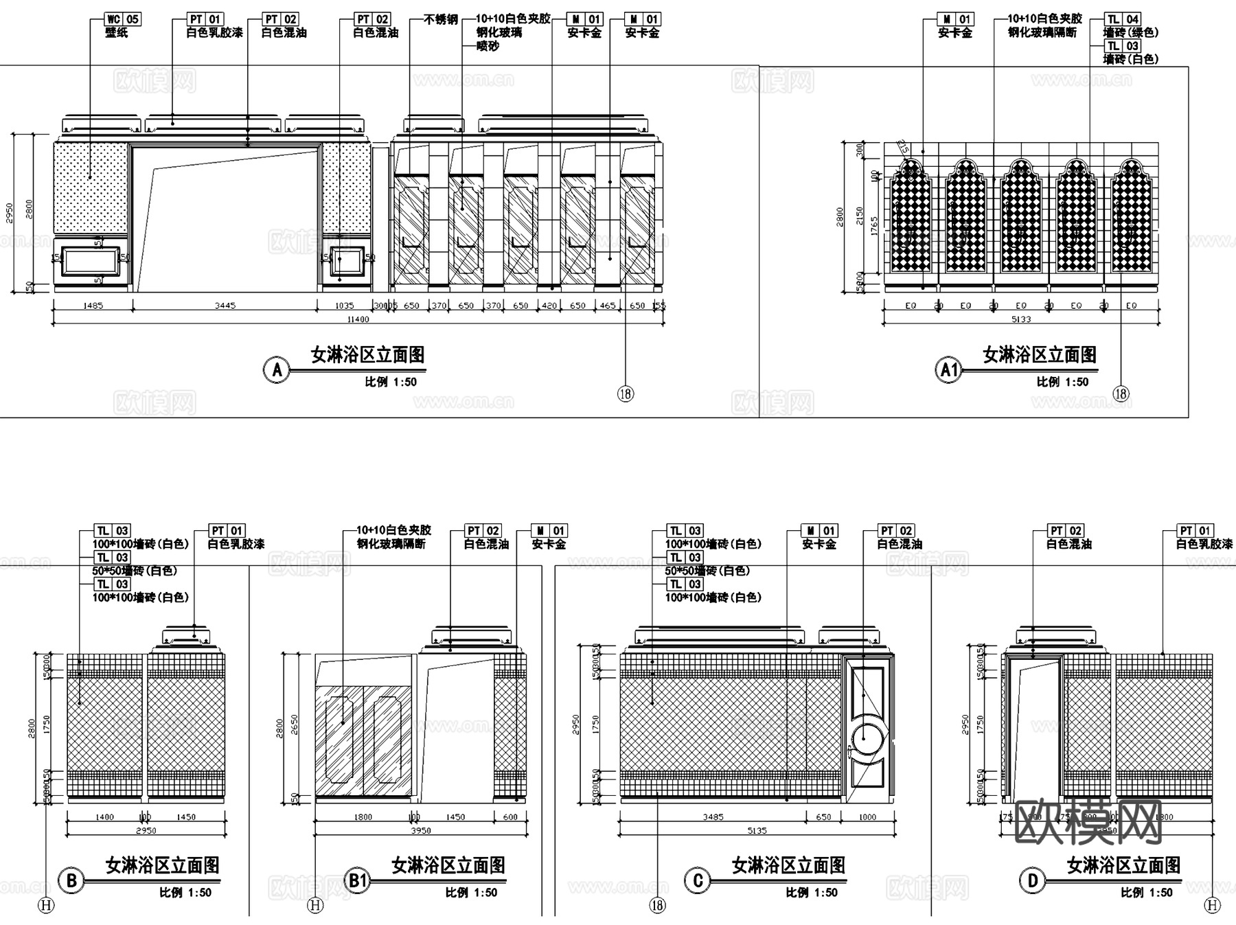 武汉汤逊湖高尔夫球会会所室内工装CAD施工图cad施工图