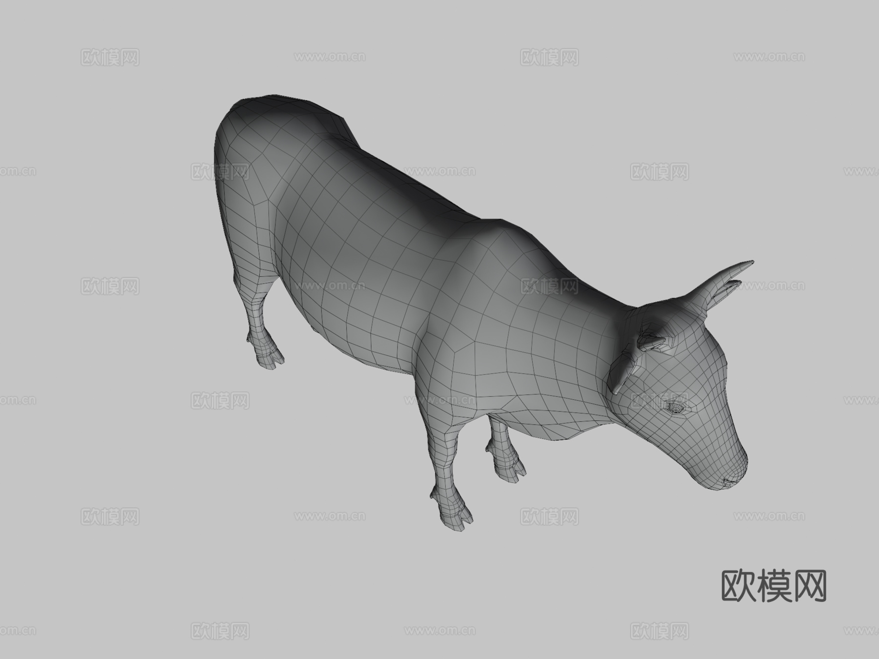 亚洲瘤牛低多边形3d模型下载（渲染图3）