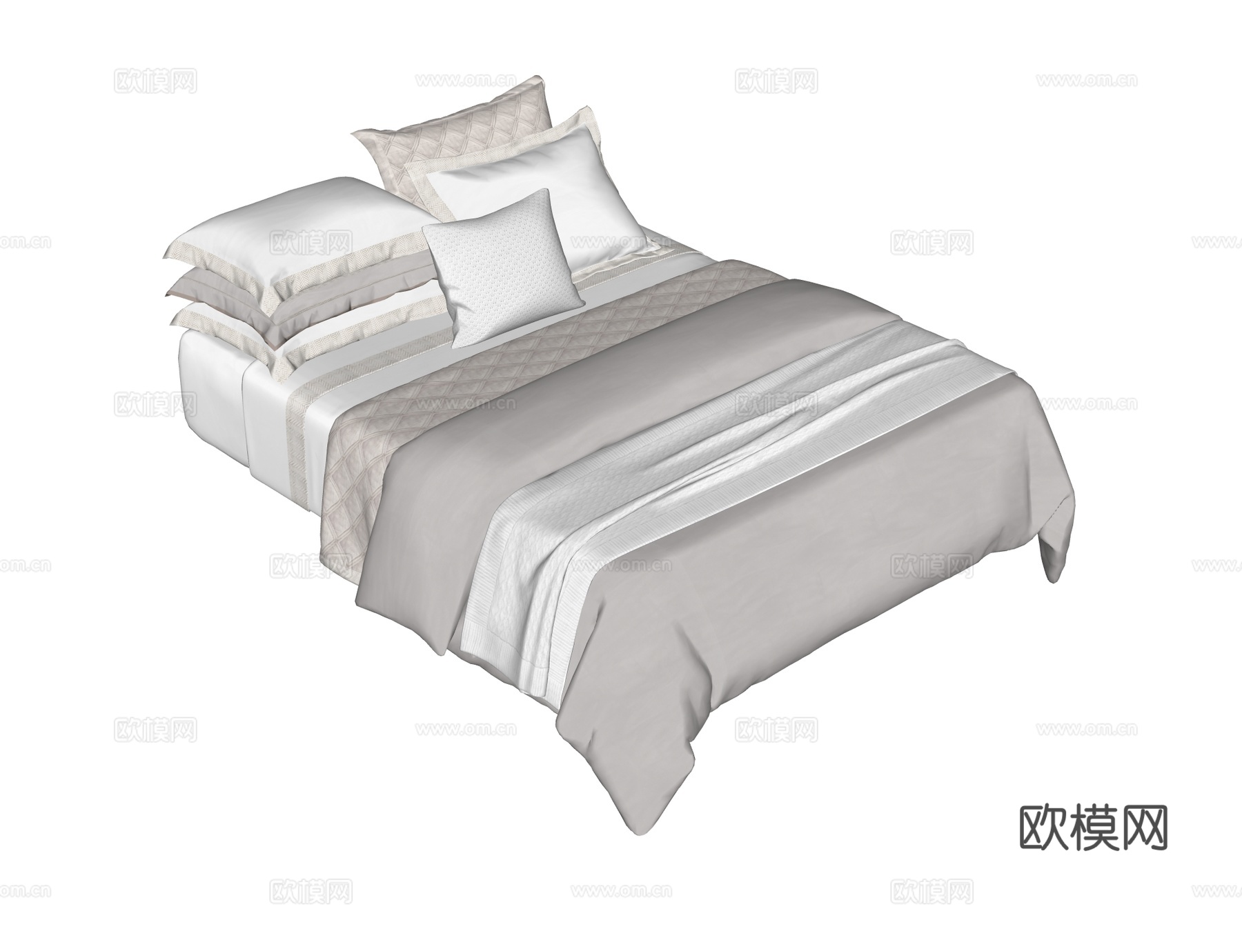 床 双人床 床上四件套su模型
