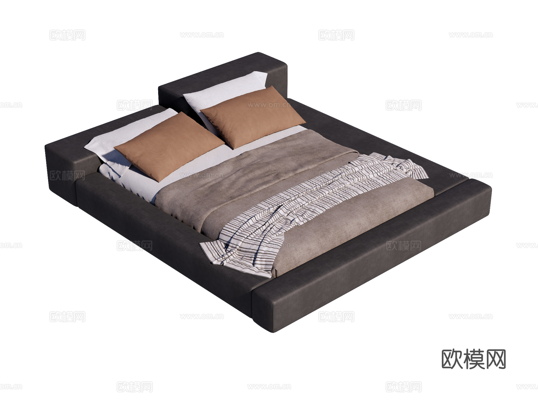 床 双人床 现代床 地台床su模型