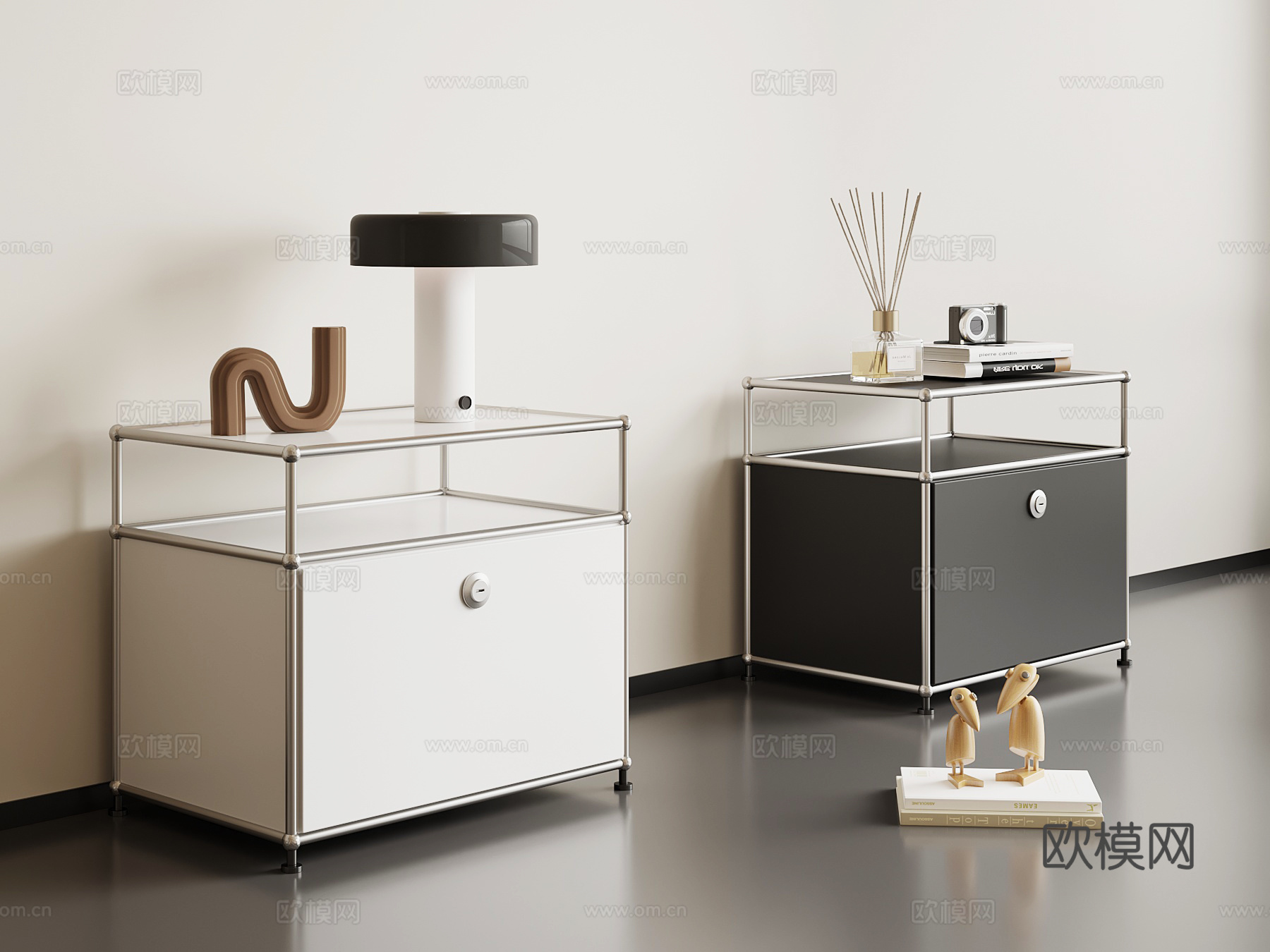 现代意式床头柜 儿童床头柜su模型