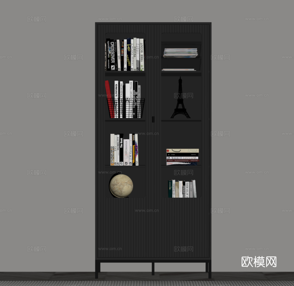 现代意式书柜su模型