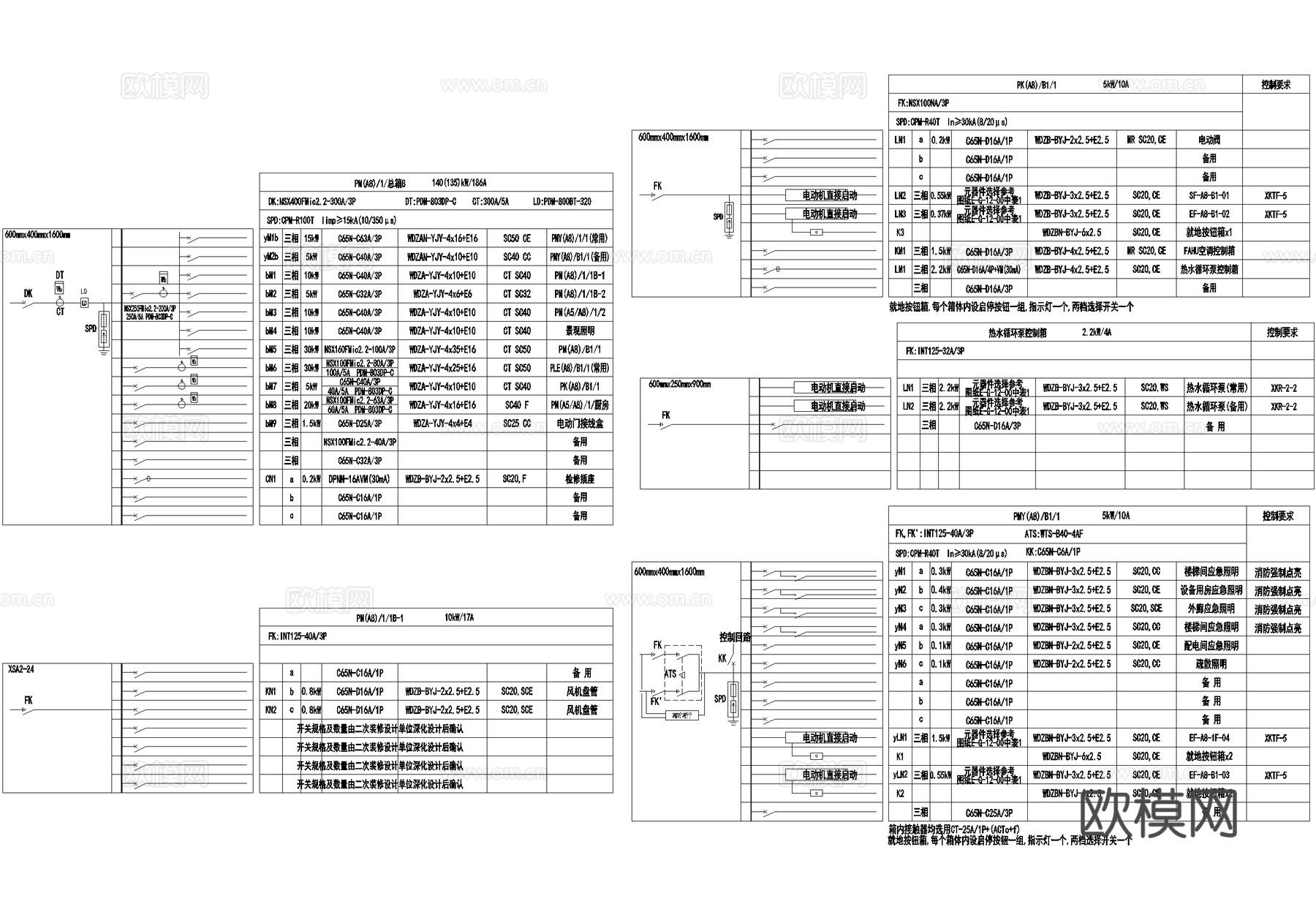 酒店首层电气图插座动力平面图配电箱后勤区客房 系统图CADcad施工图下载（渲染图8）