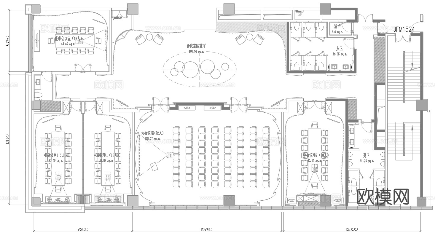 办公室 会议室 最新平面施工图合集cad施工图下载