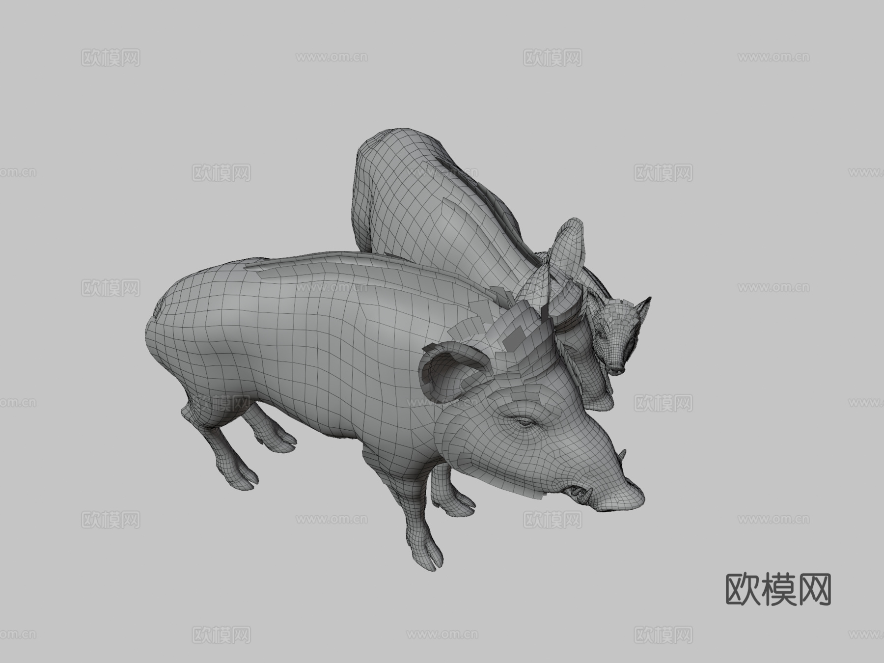 野猪家族3d模型下载（渲染图3）