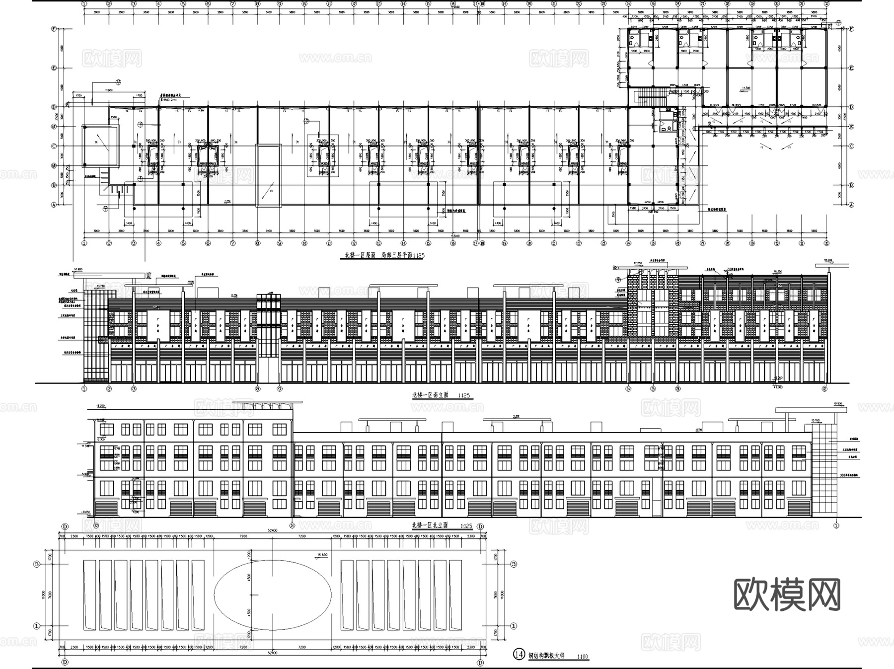 江阴市双牌小区3#地块锦隆商业步行街建筑CAD施工图整套cad施工图