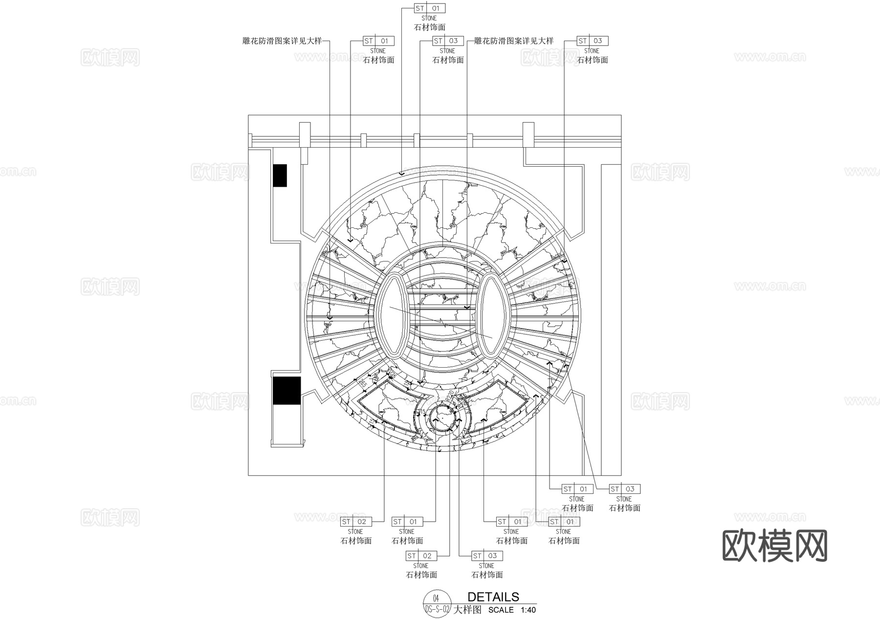双分平行楼梯 八字型楼梯 弧形旋转楼梯 楼梯剖面CAD施工图cad施工图