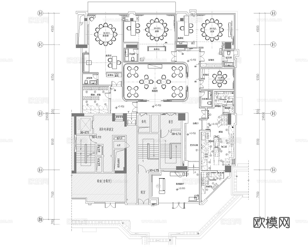 高档餐厅会所   最新全套施工图合集cad施工图