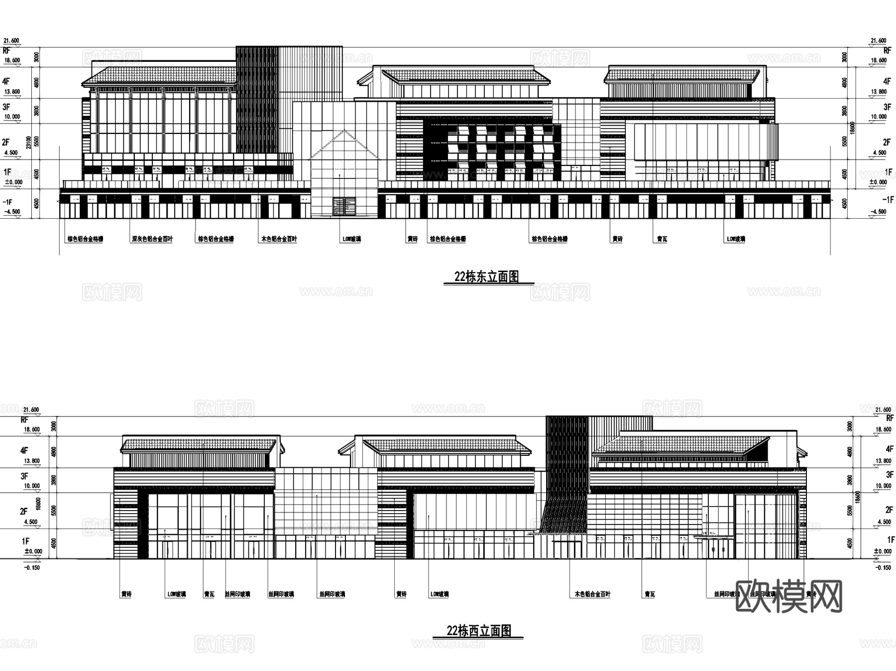 自贡帝泊湾新中式商业街建筑规划CAD施工图整套+文本cad施工图