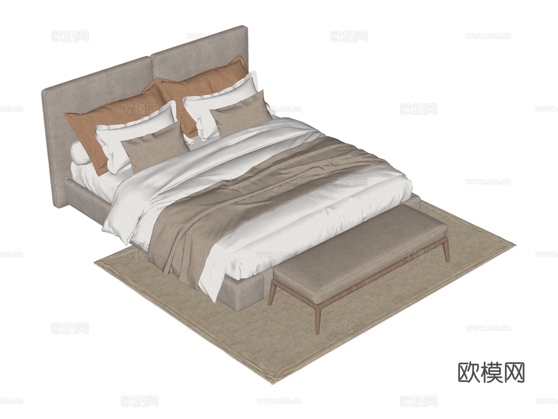床 双人床 现代床su模型