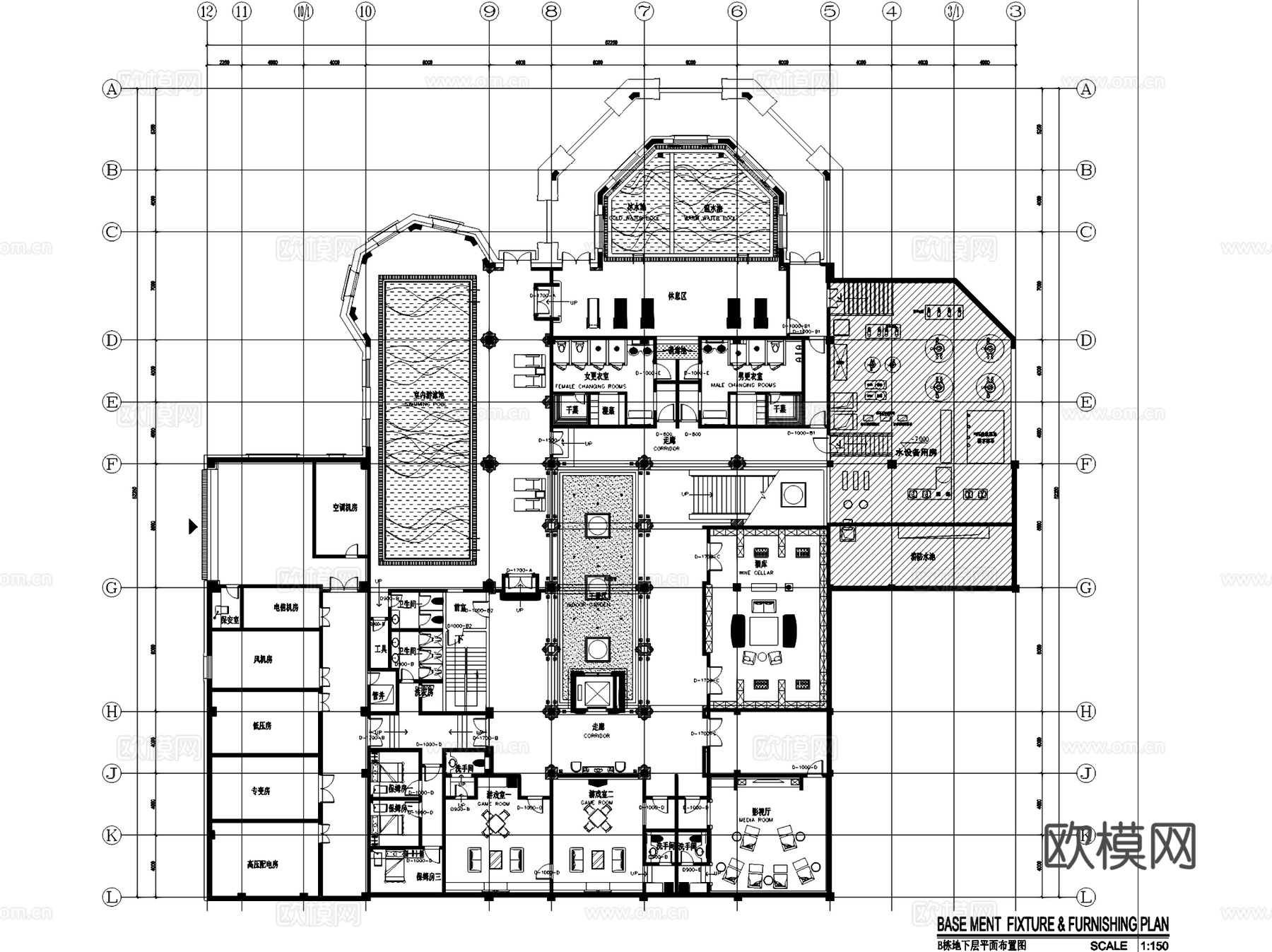 同和文化休闲中心B栋会所室内工装CAD施工图cad施工图