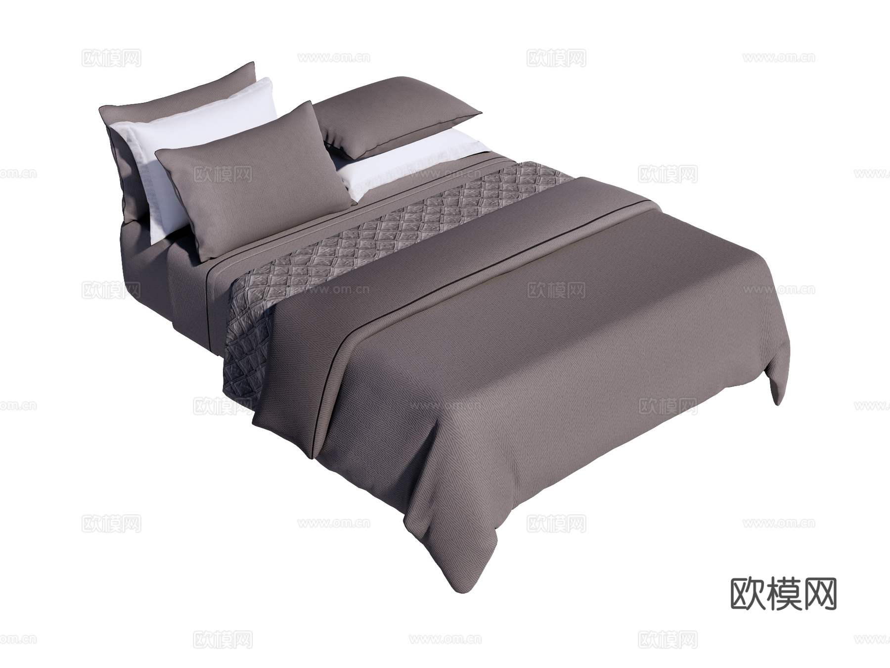 床 双人床 床上四件套su模型