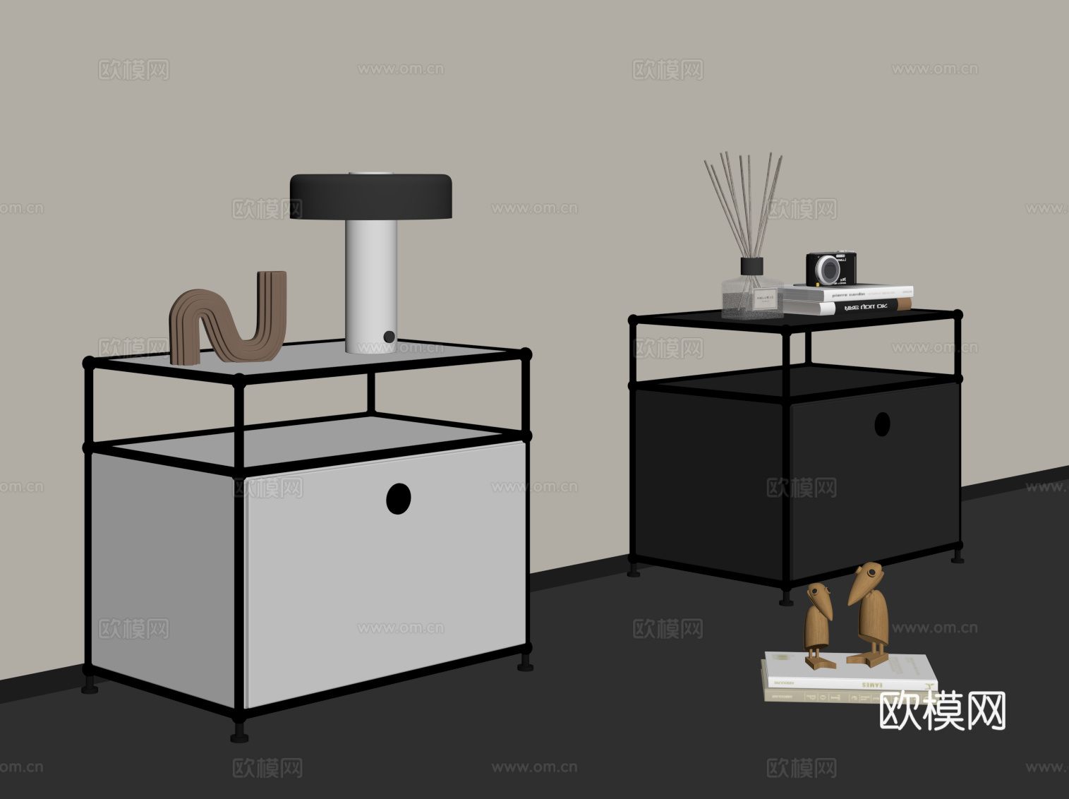 现代意式床头柜 儿童床头柜su模型