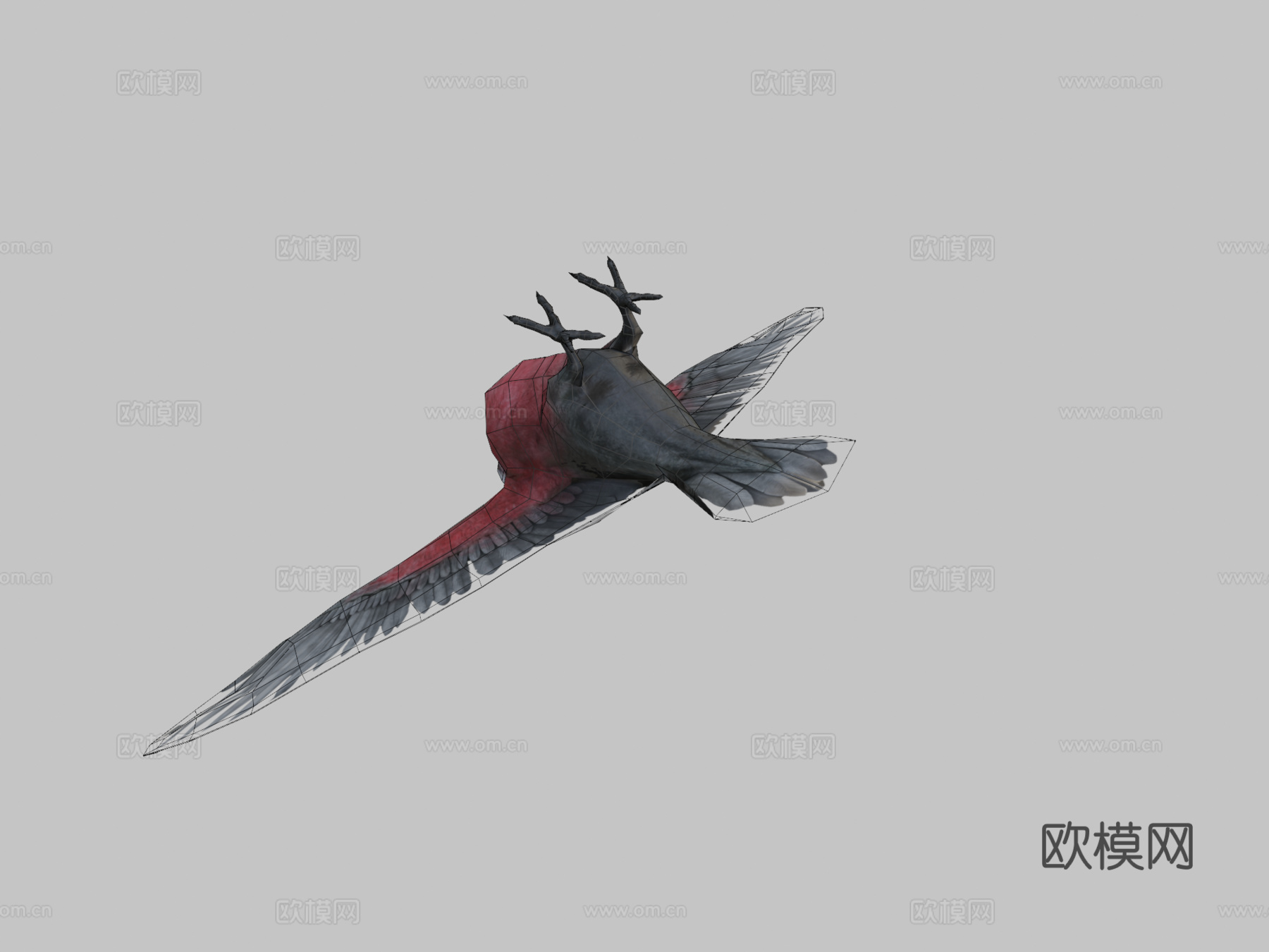 澳大利亚粉红鹦鹉低多边形移动版3d模型下载（渲染图2）