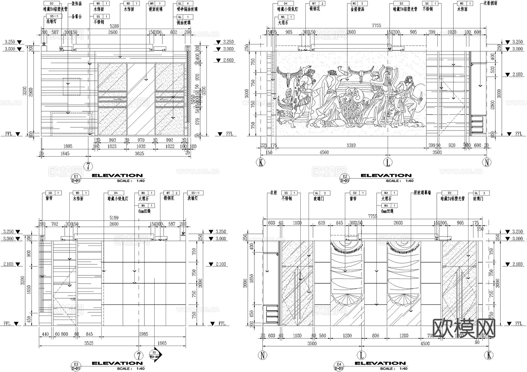 包厢餐厅包间包房cad施工图下载（渲染图2）