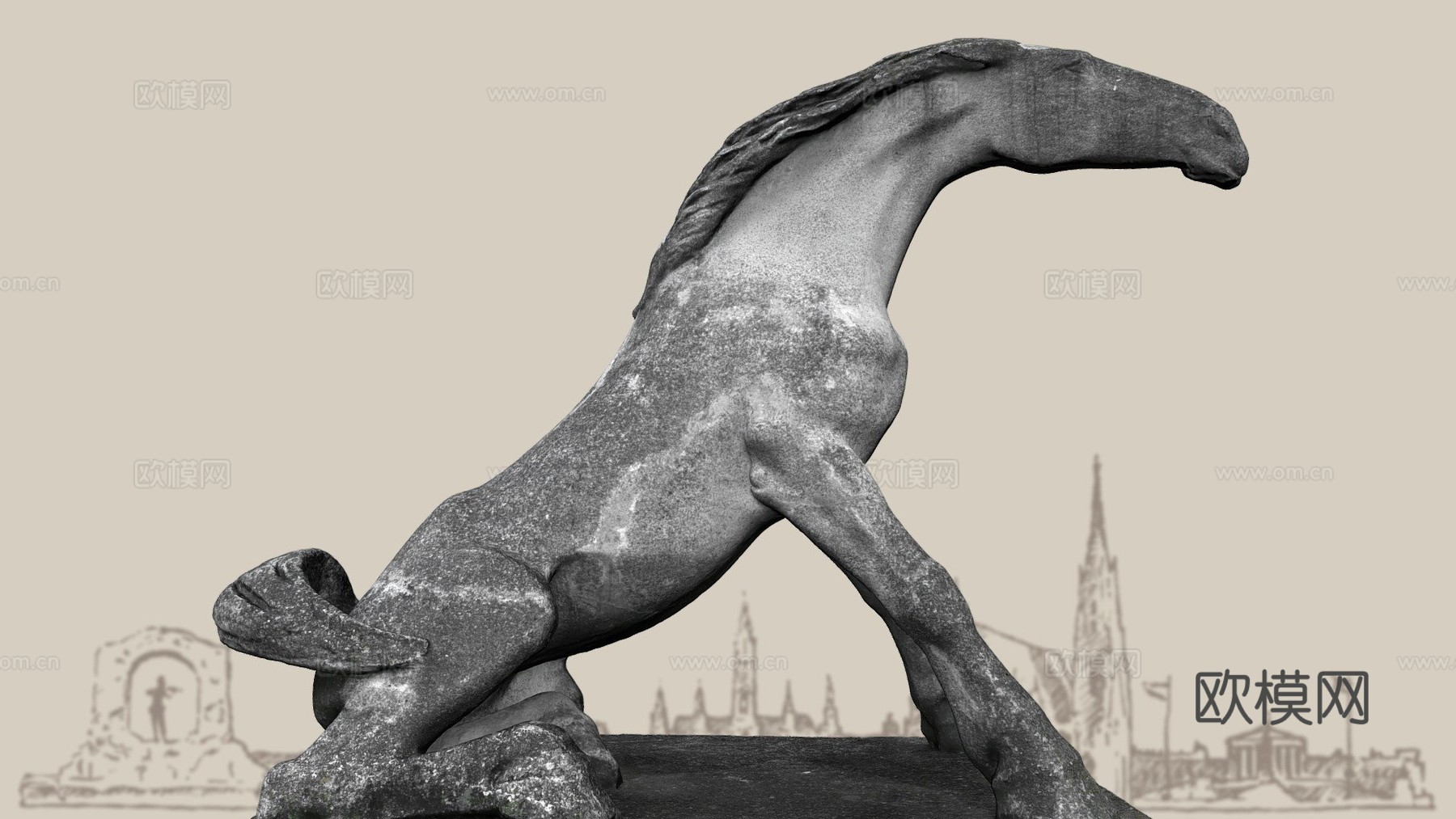 跃起的马3d模型