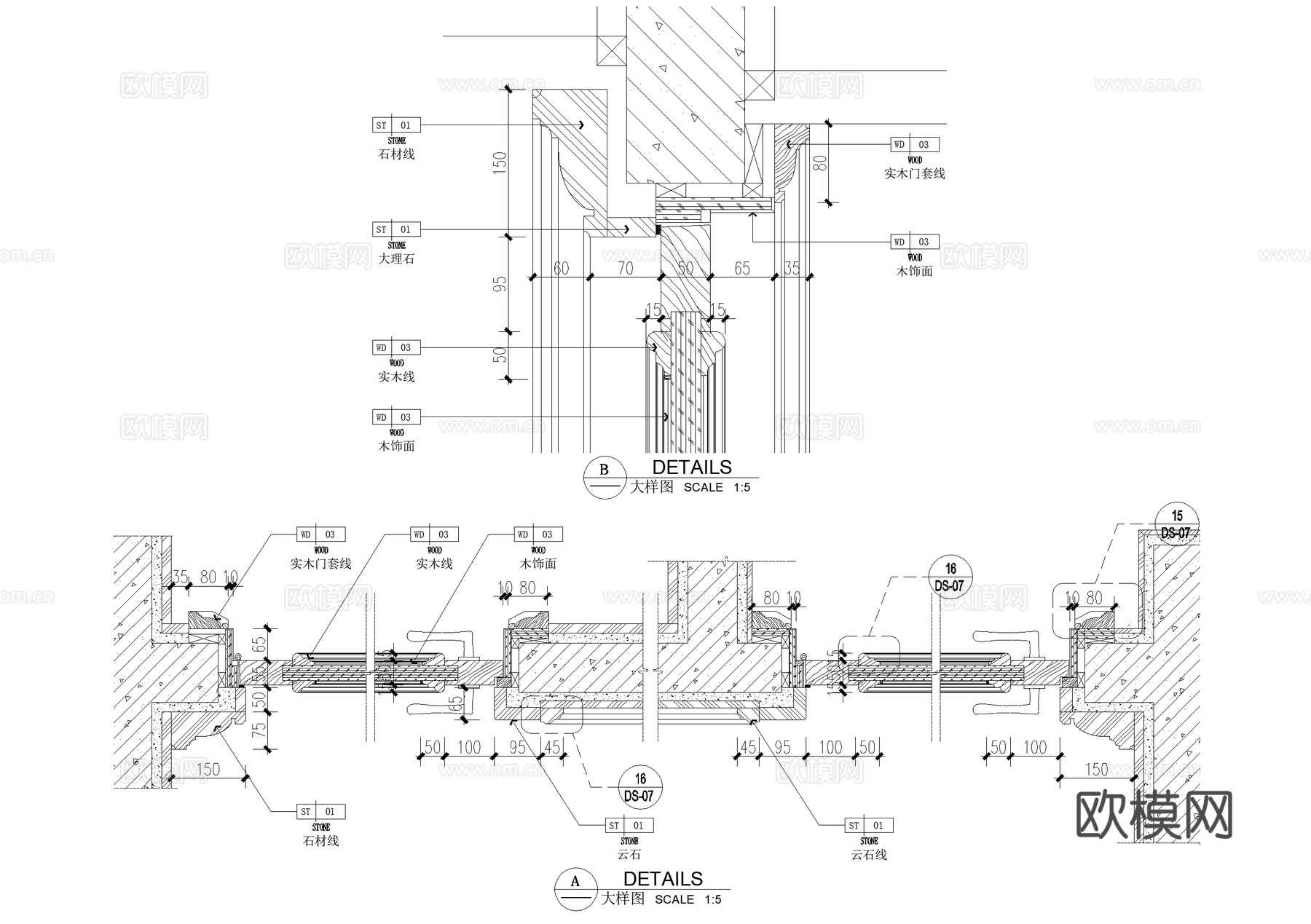 实木门 推拉门节点 玻璃门节点 单双开门 CAD施工图cad施工图下载（渲染图8）