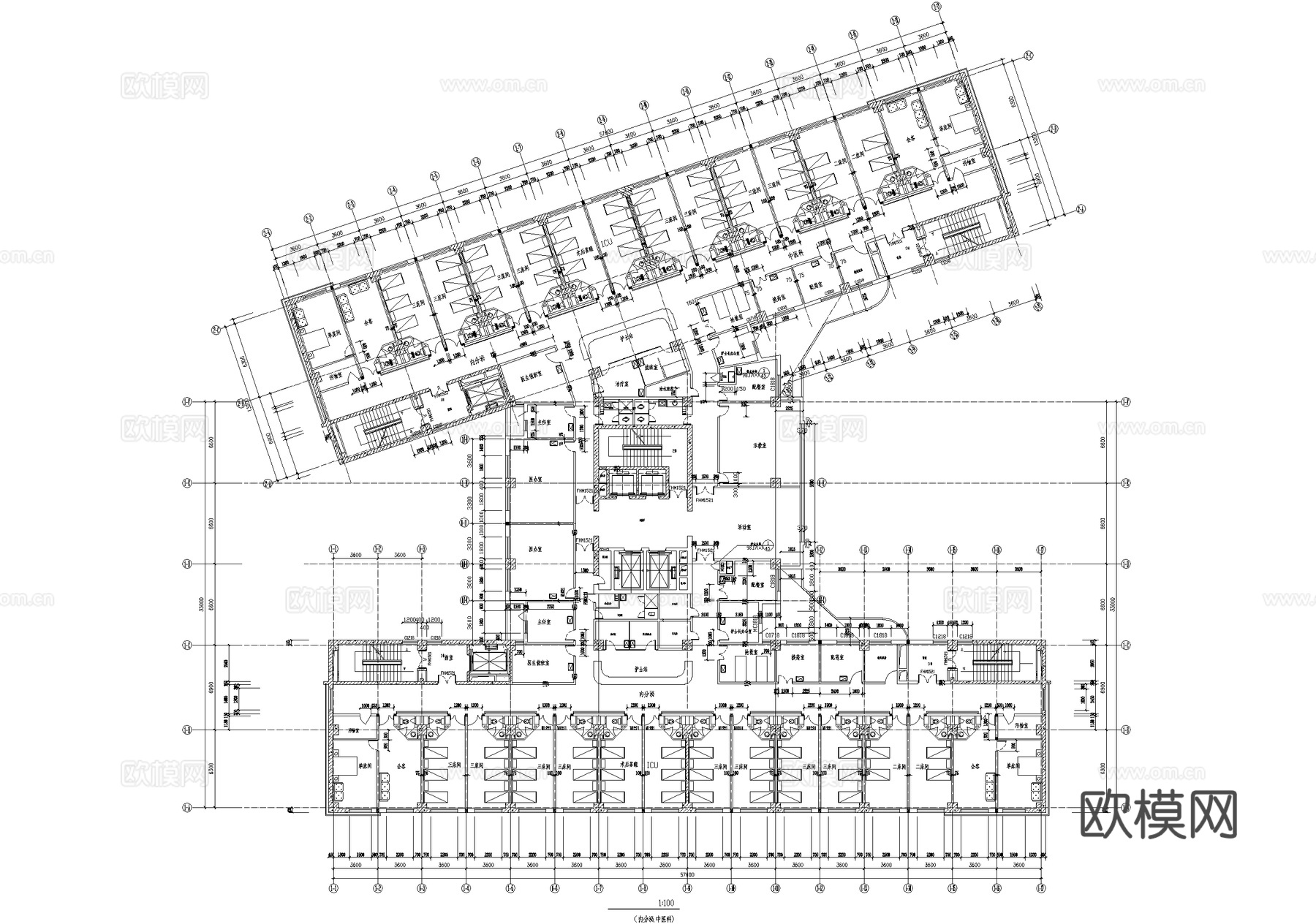 医院病房楼平面图 CAD施工图cad施工图