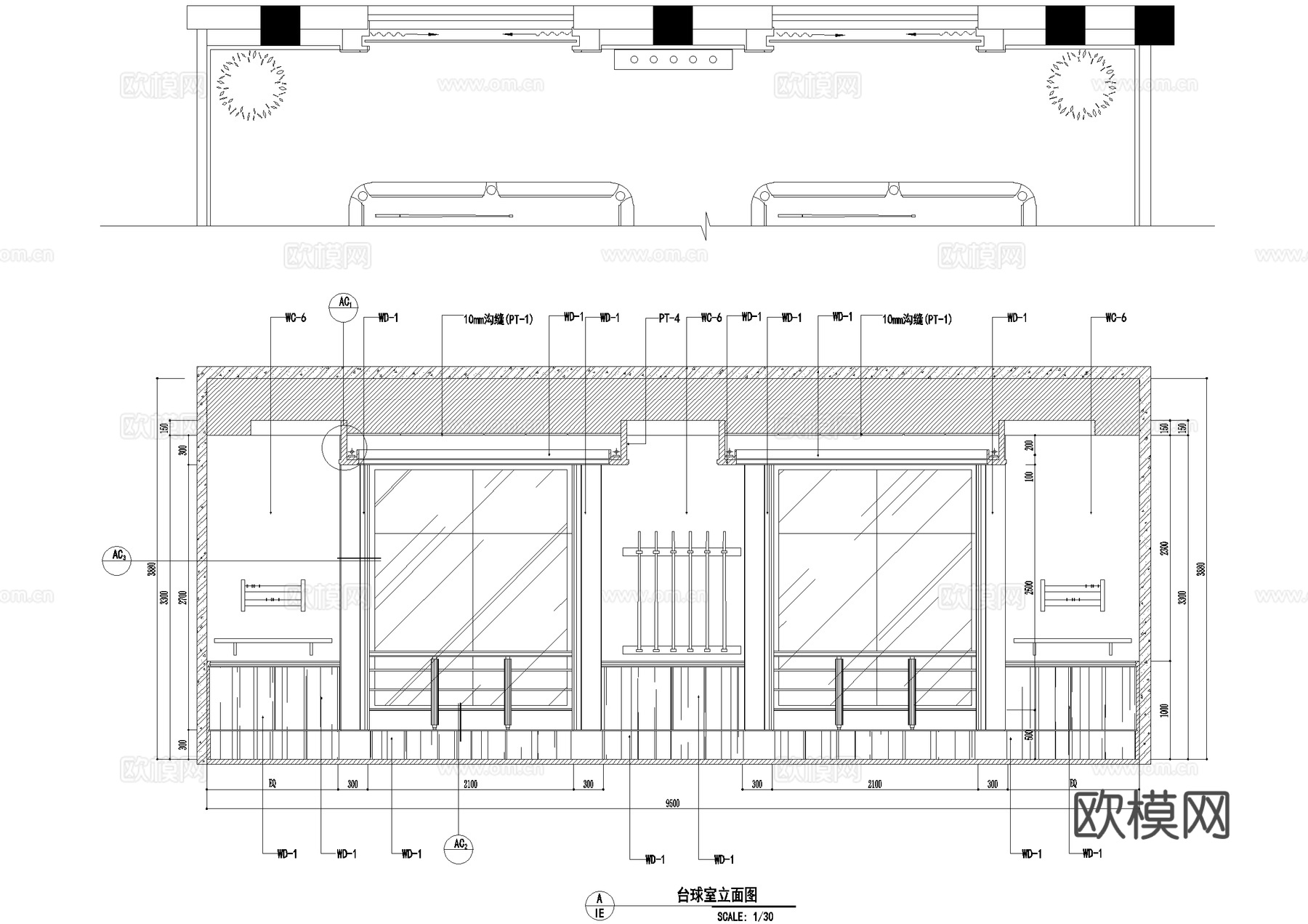 私人会所平面图 棋牌室 KTV包厢 台球室乒乓球室 CADcad施工图