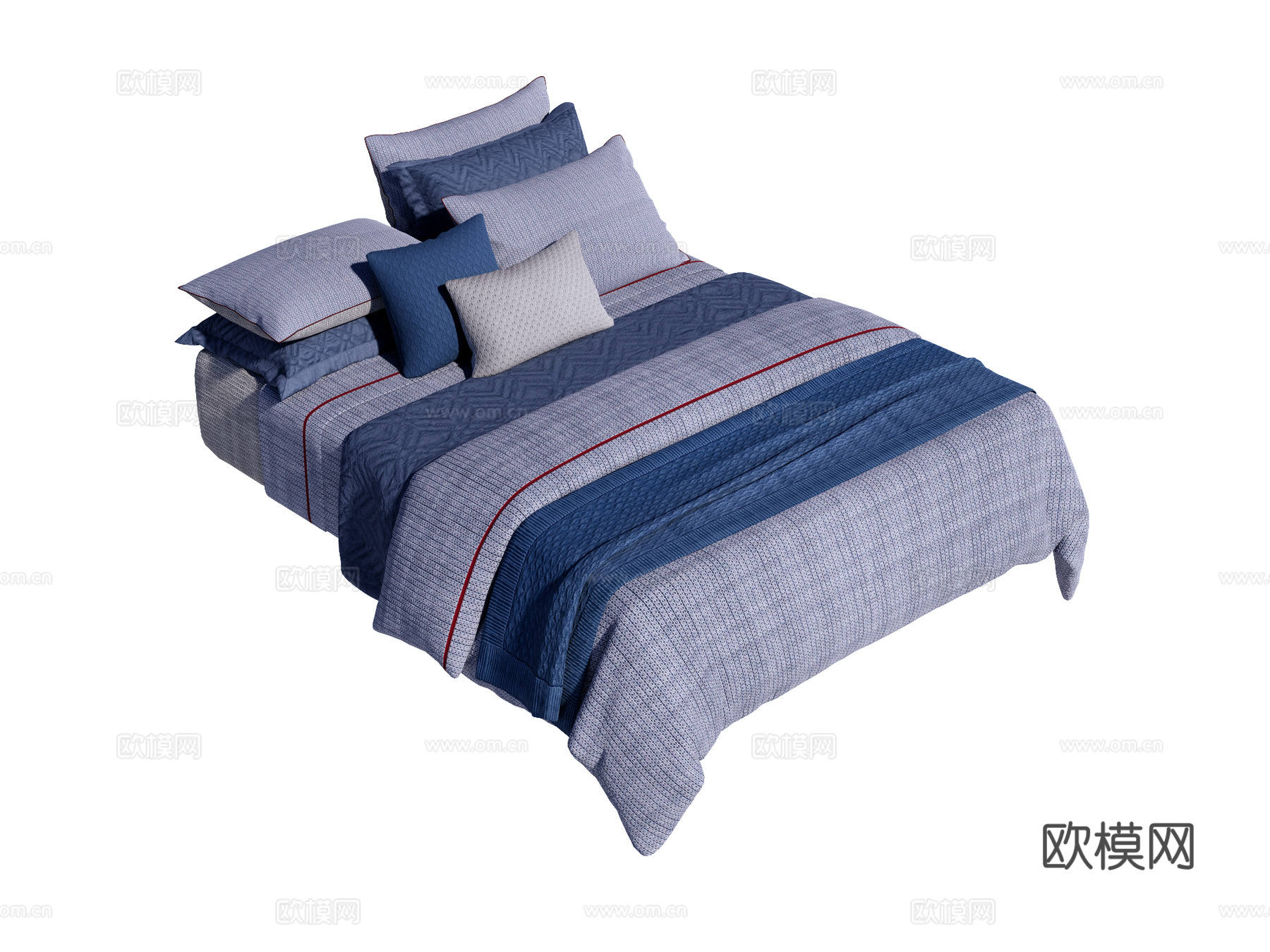 床 双人床 床上四件套su模型