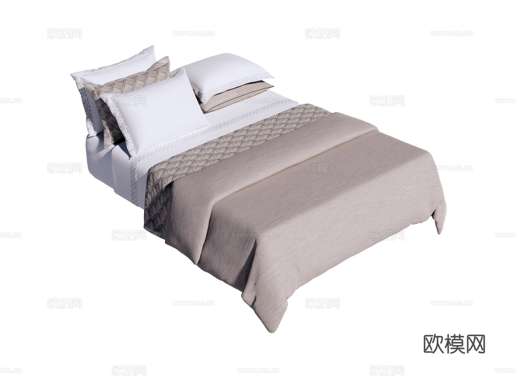 床 双人床 床上四件套su模型