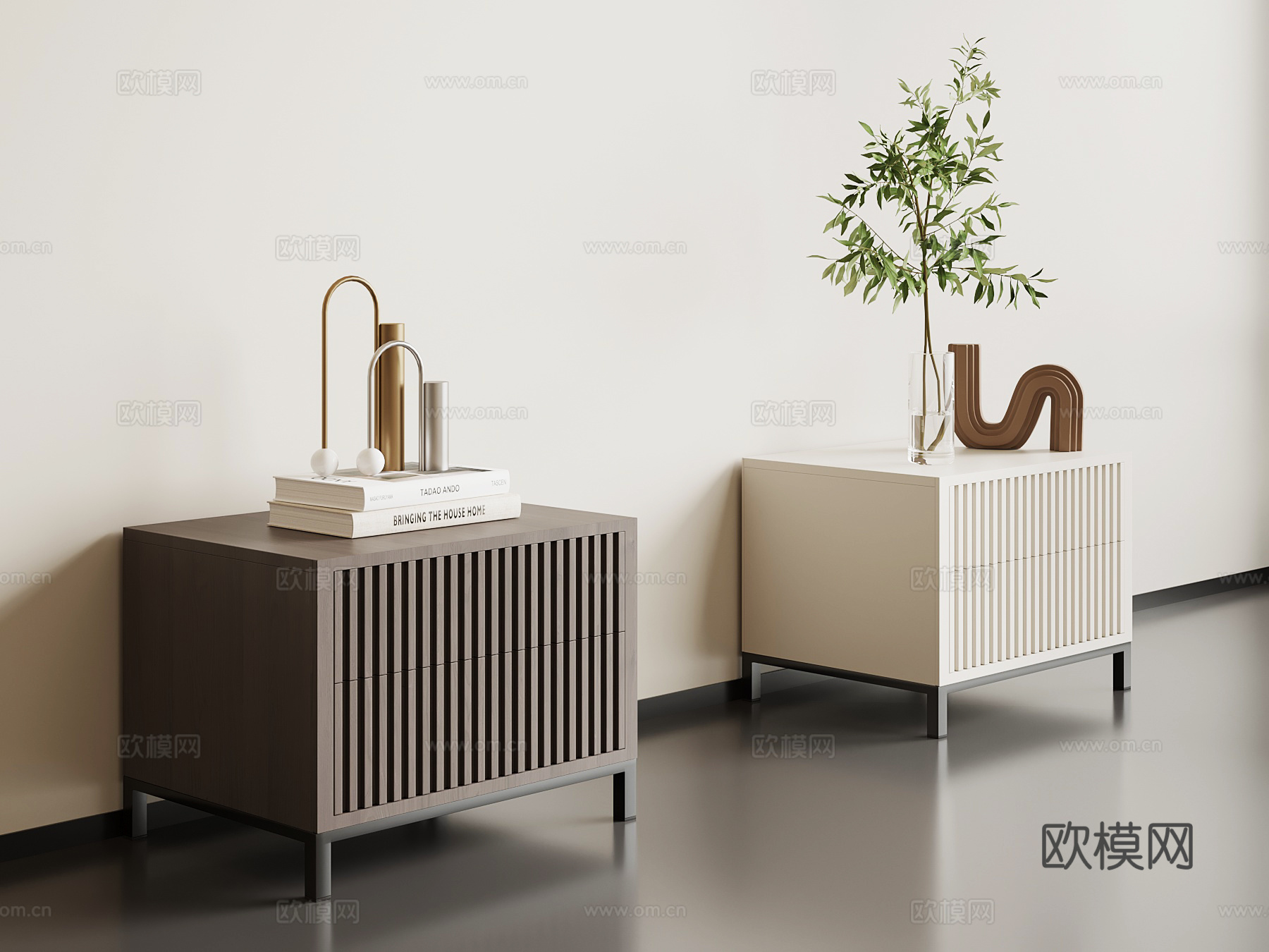 现代意式床头柜su模型