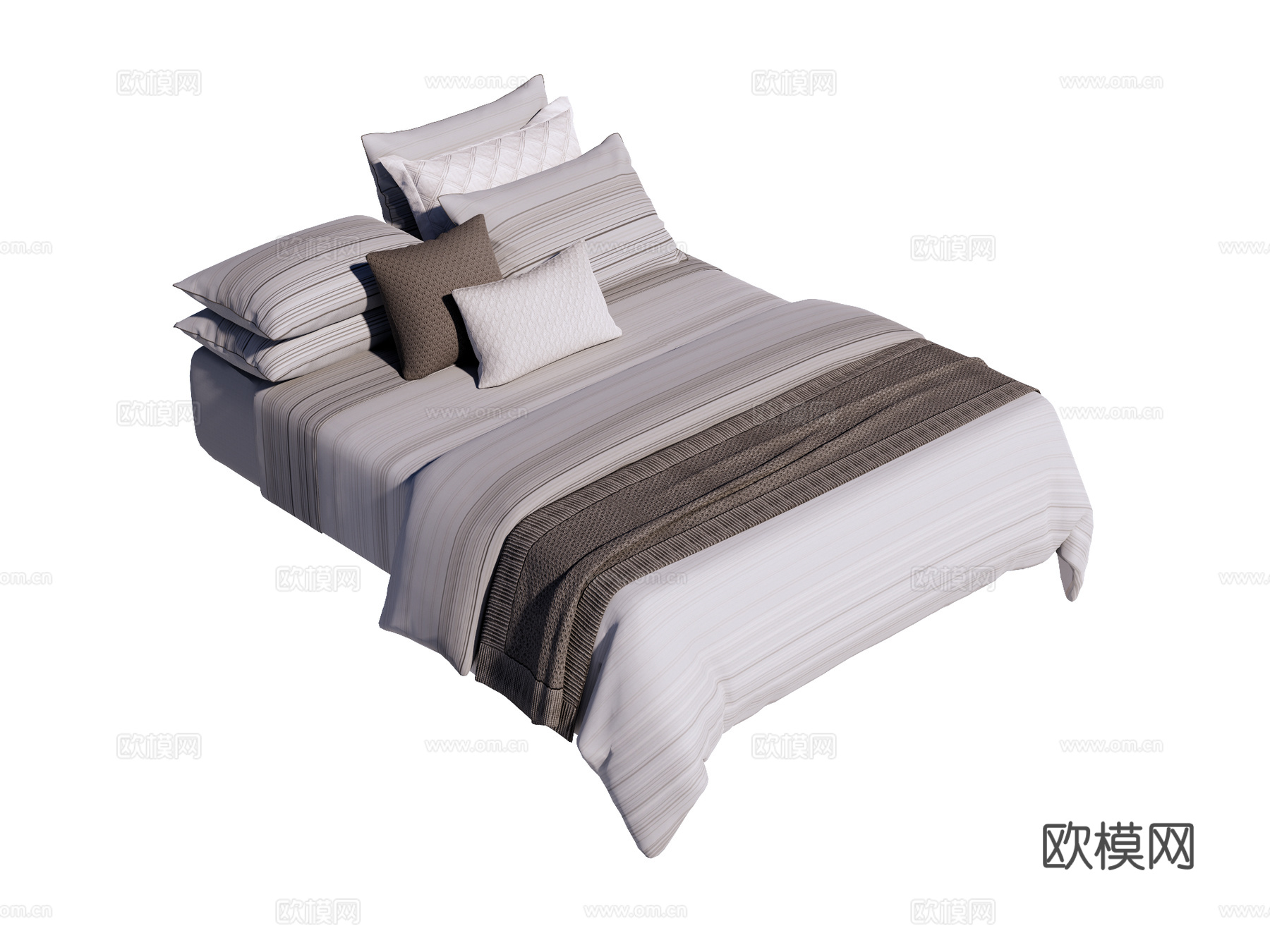 床 双人床 床上四件套su模型
