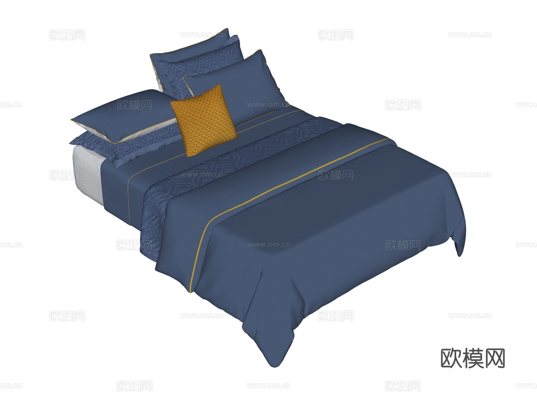 床 双人床 床上四件套su模型