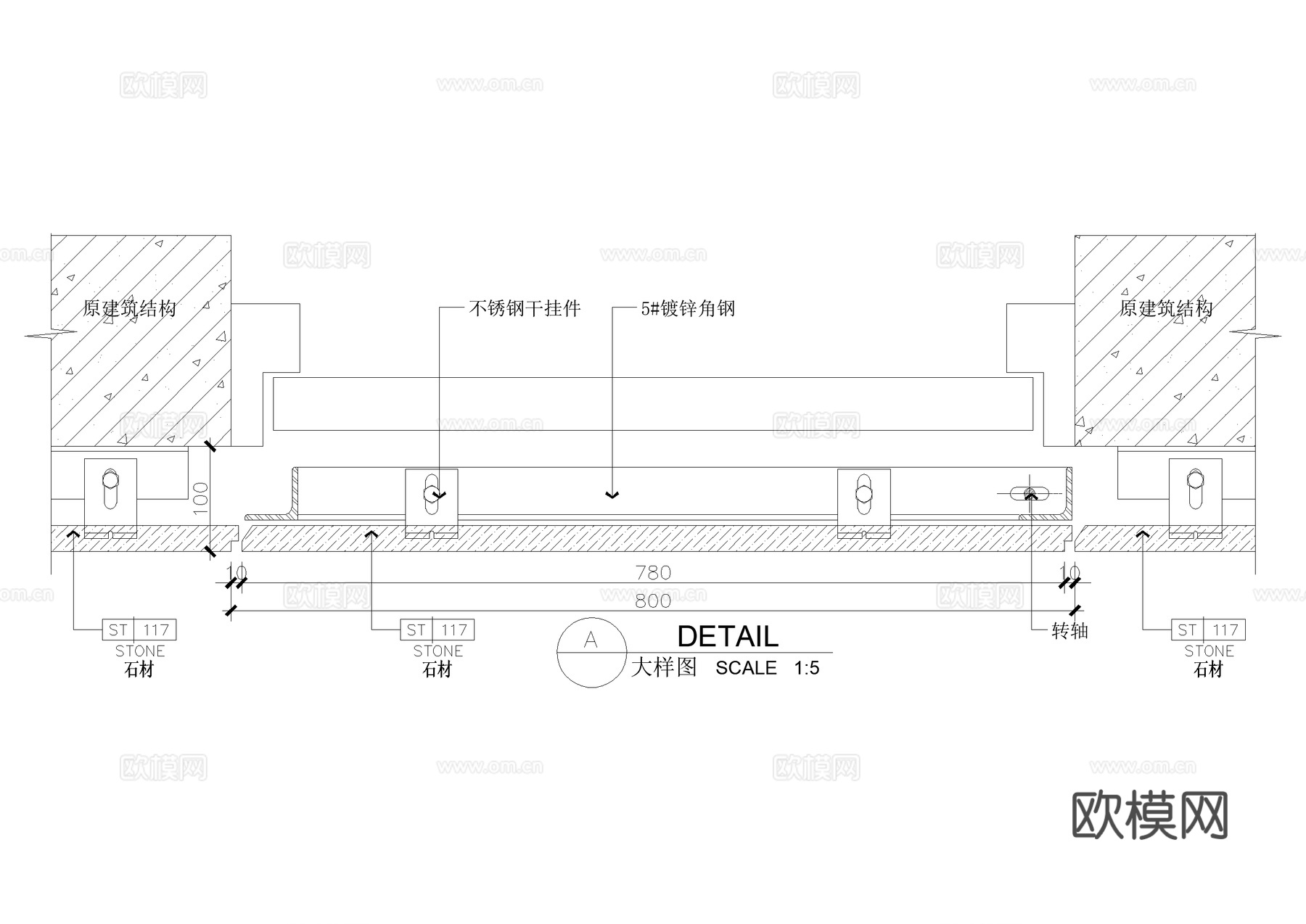 隐形门节点 石材暗门 防火门 CAD施工图cad施工图下载（渲染图3）