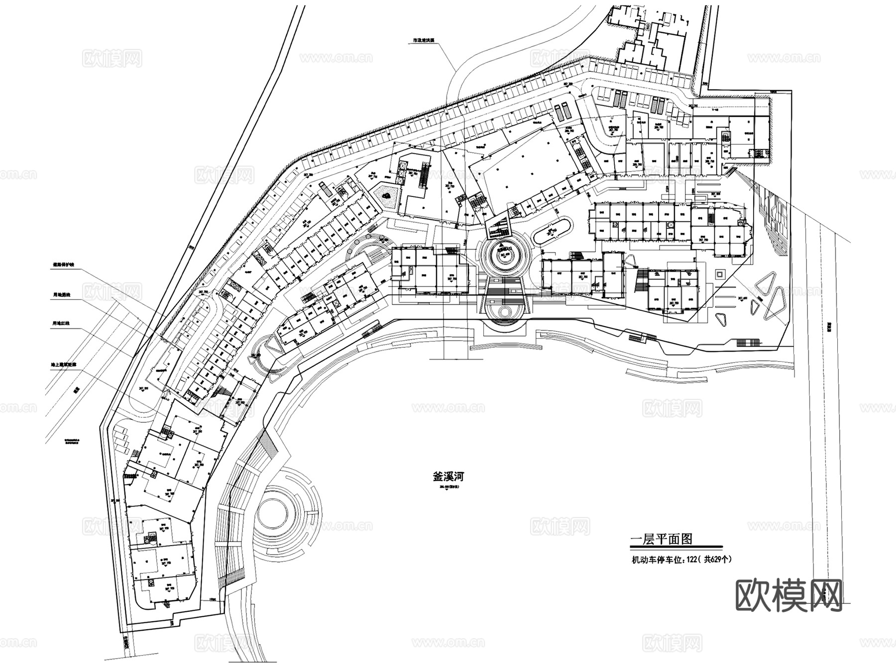 自贡帝泊湾新中式商业街建筑规划CAD施工图整套+文本cad施工图
