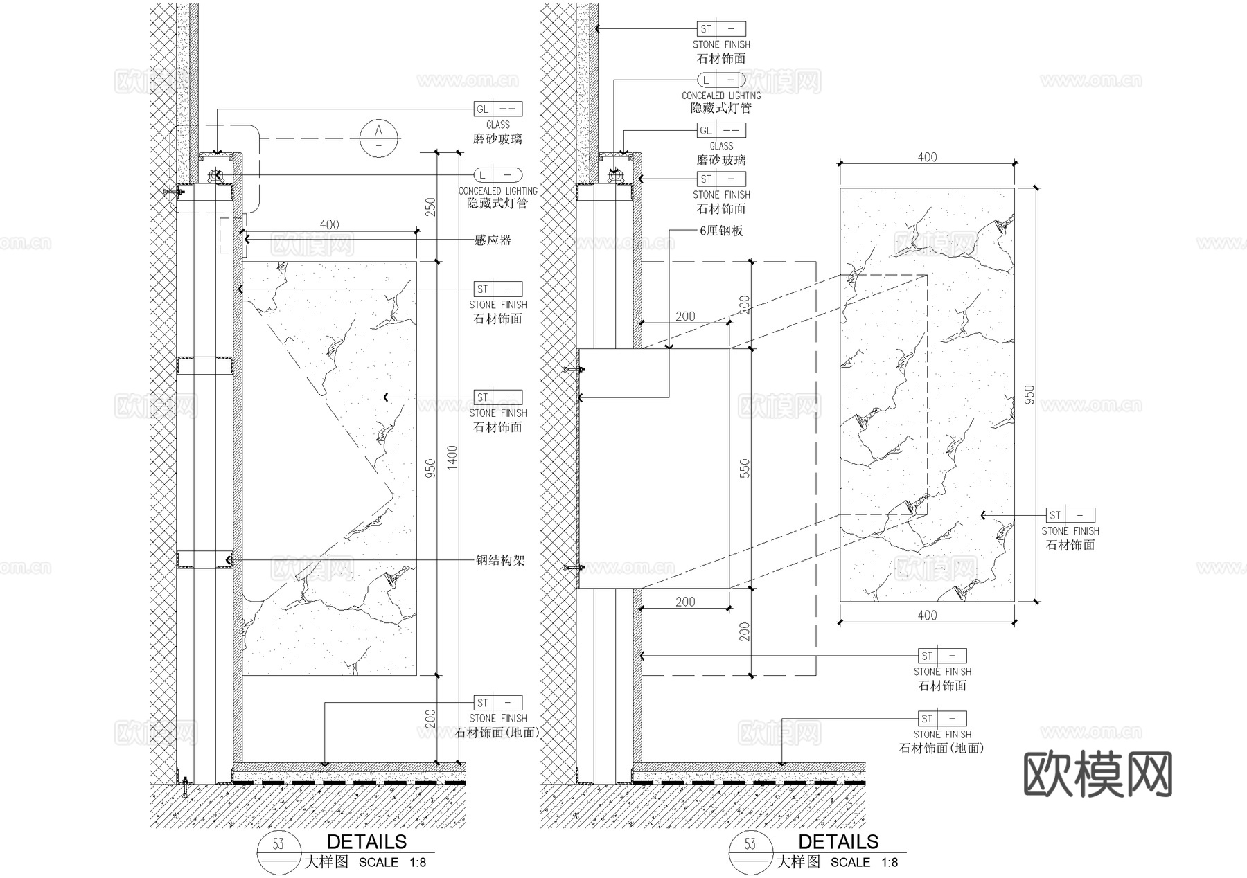 洗手台卫生间节点隔断洗手池洗手盆柜子小便器隔板CADcad施工图下载（渲染图7）