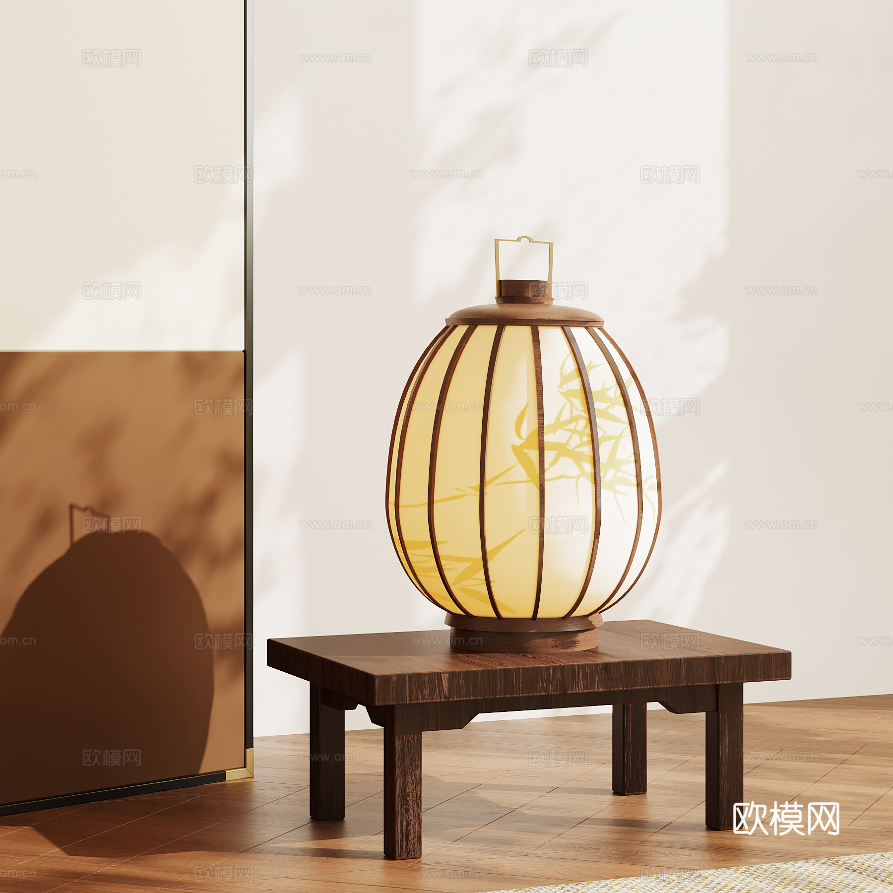 新中式台灯 灯笼su模型