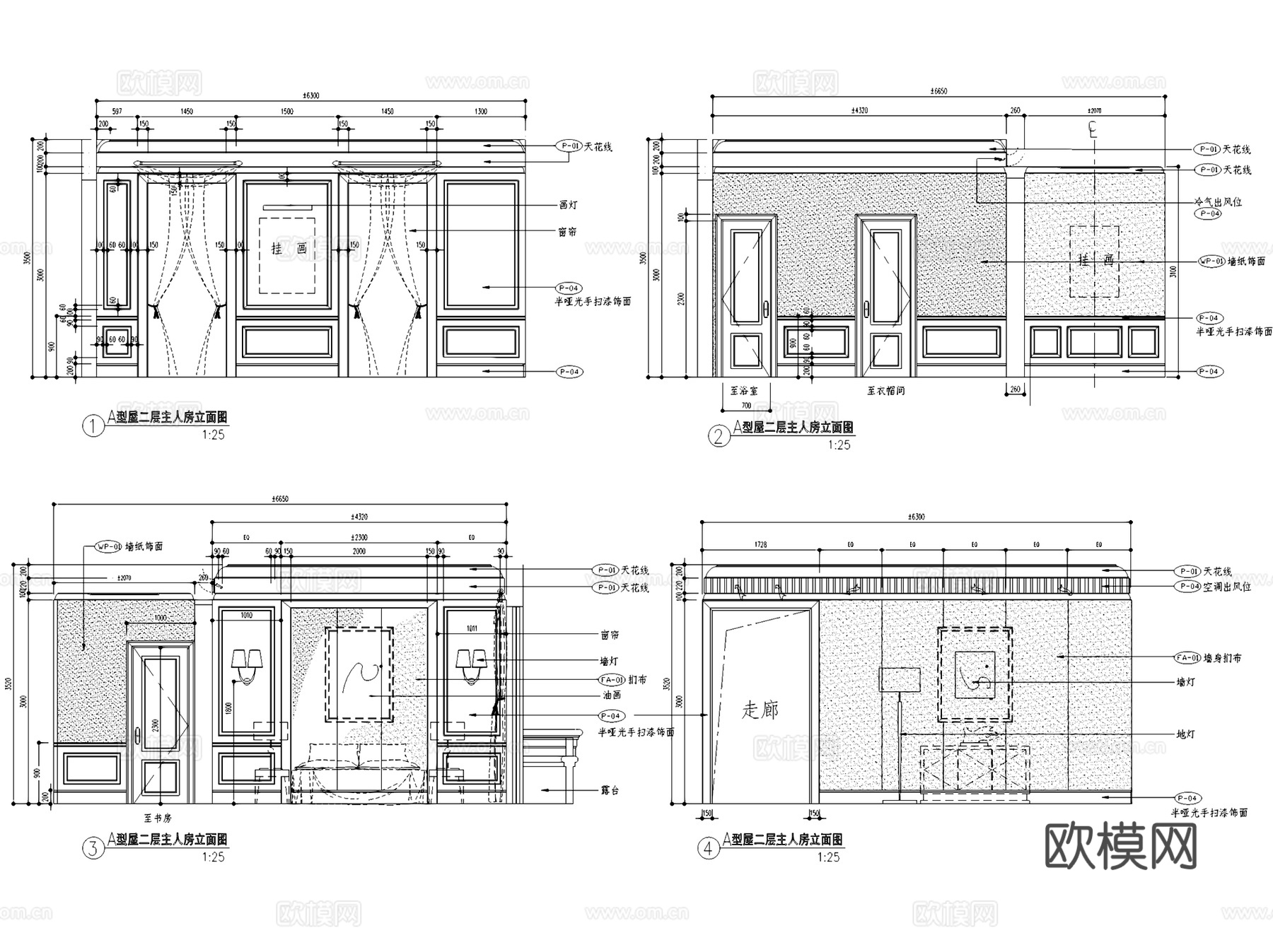高尔夫球场A型二层别墅室内家装CAD施工图cad施工图
