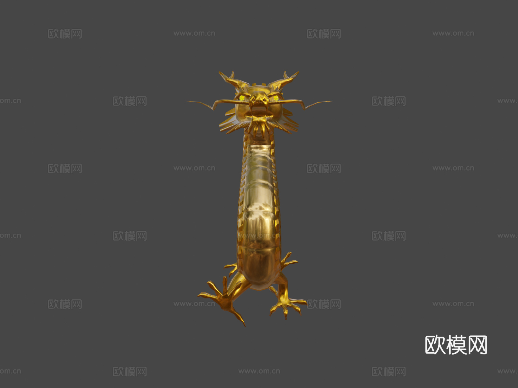 中式黄金龙含PBR工作流程3d模型下载（渲染图6）