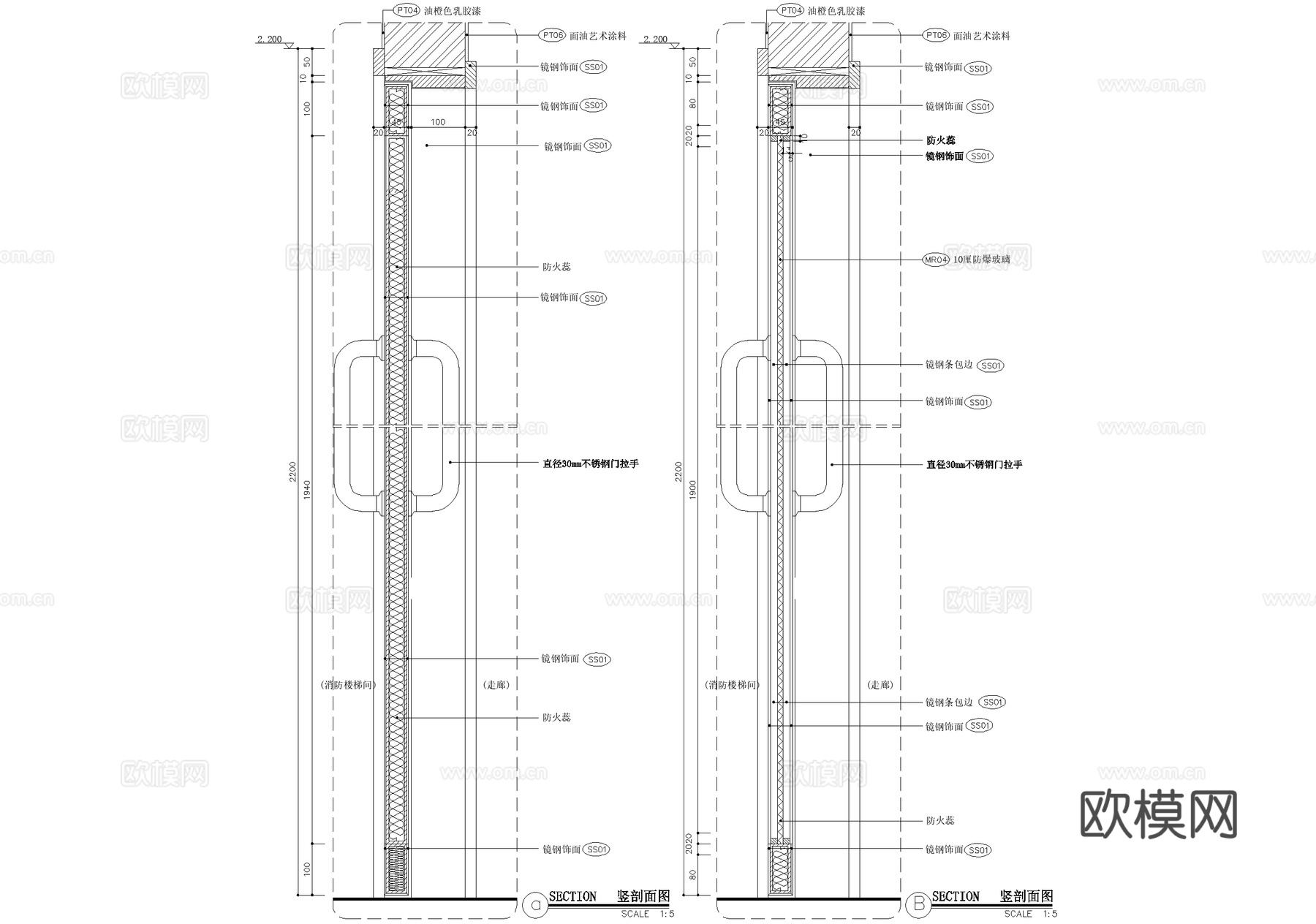 消防通道门 不锈钢门节点 CADcad施工图下载（渲染图5）