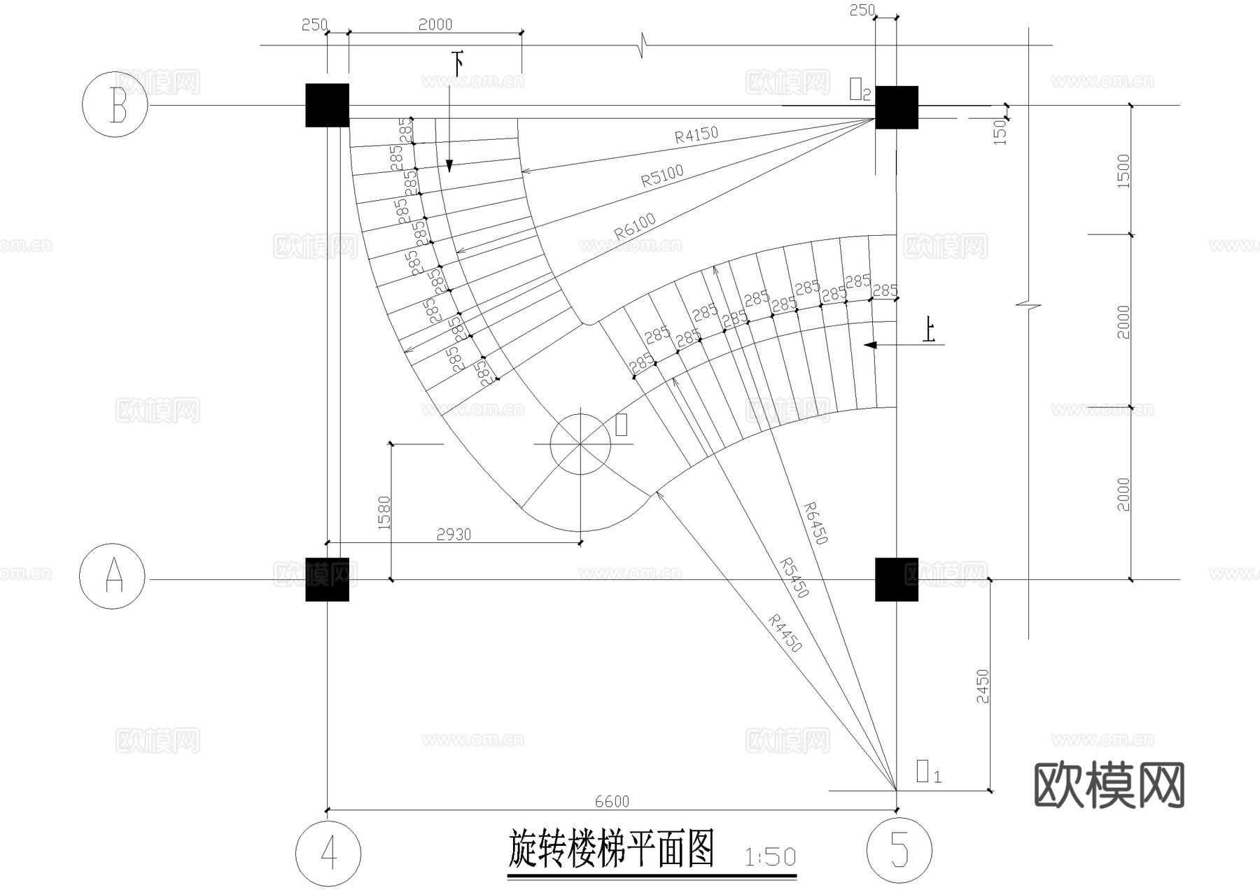旋转楼梯 CAD施工图cad施工图